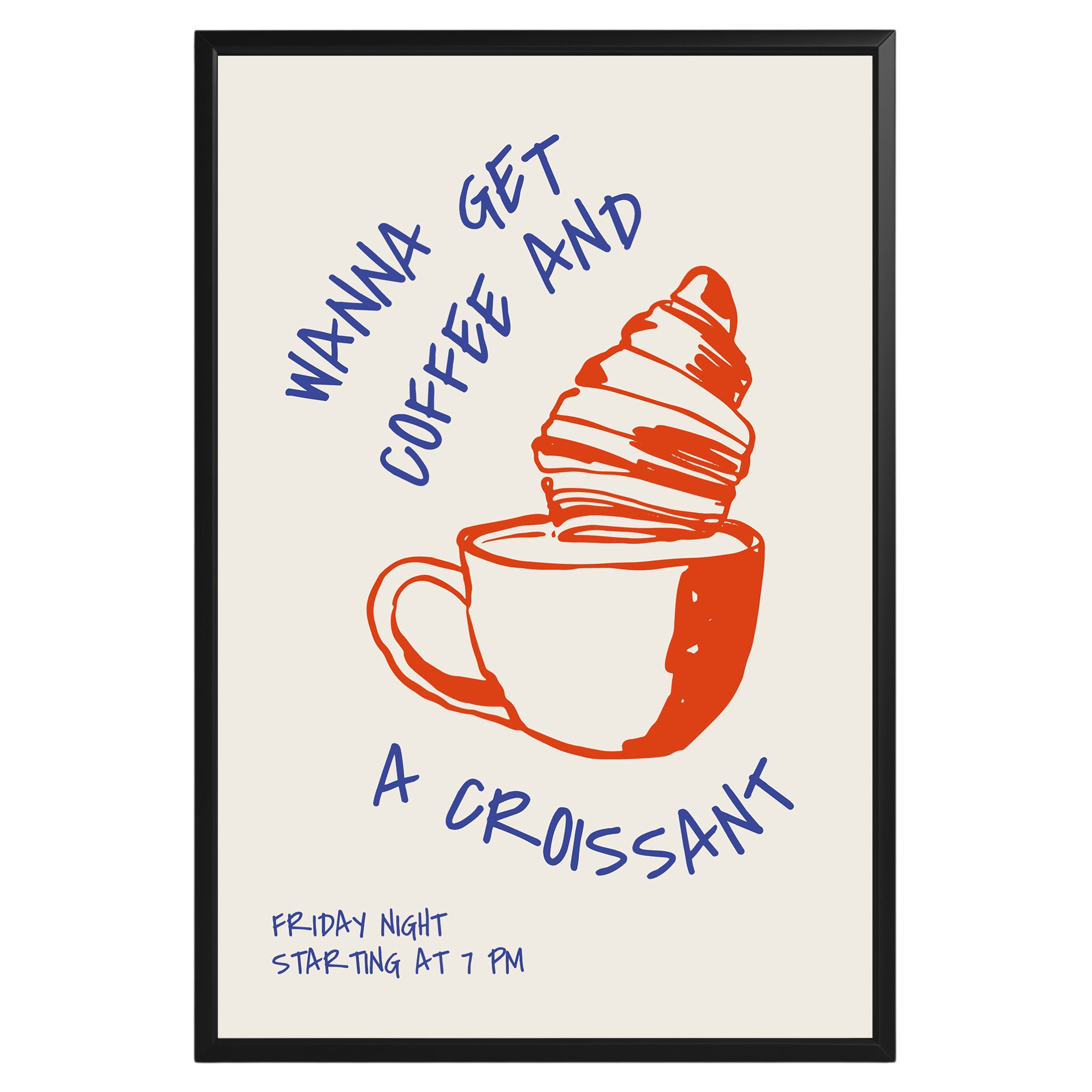 Coffee and Croissant Poster - GroovyGrove