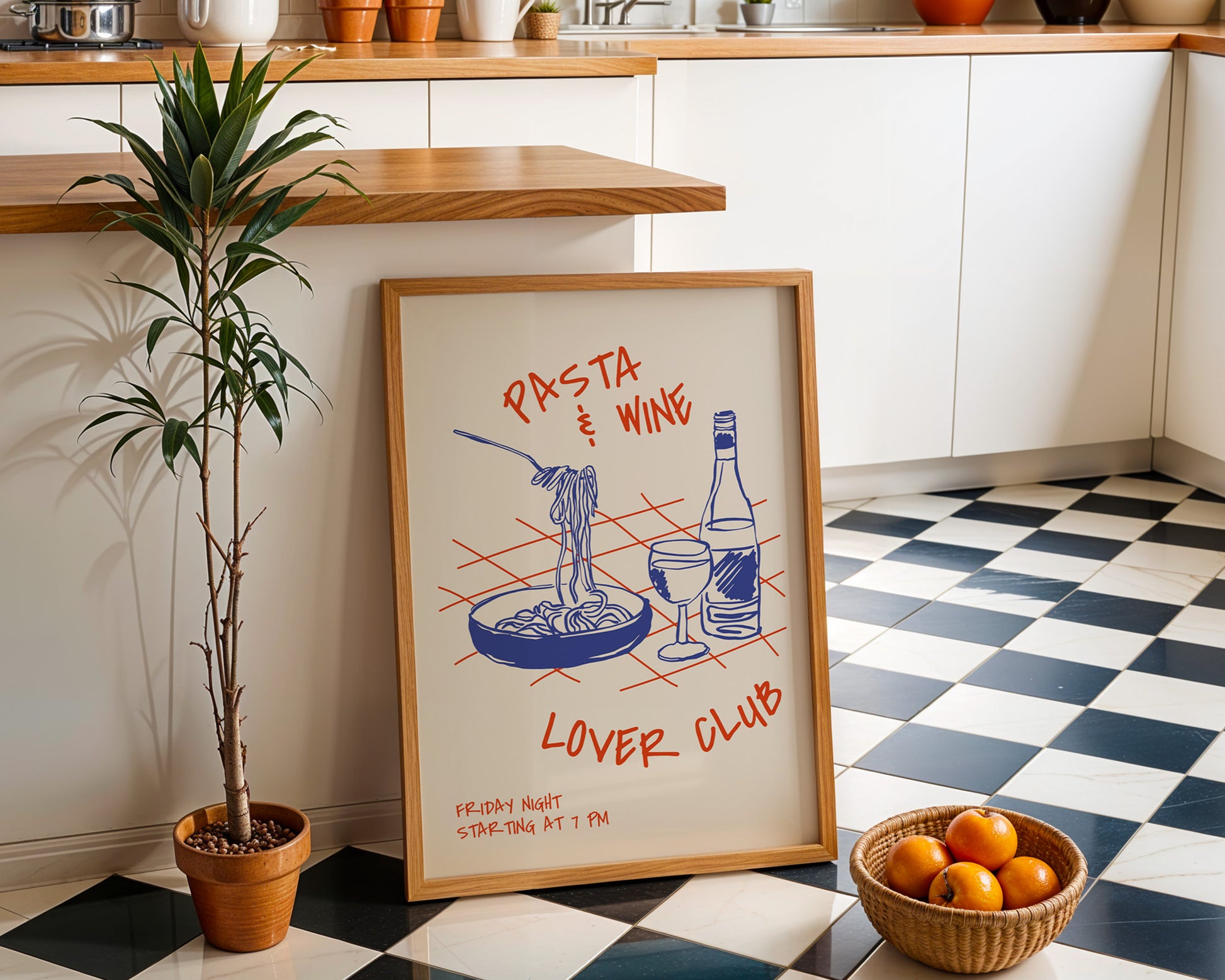 Pasta & Wine Lover Club Poster - GroovyGrove