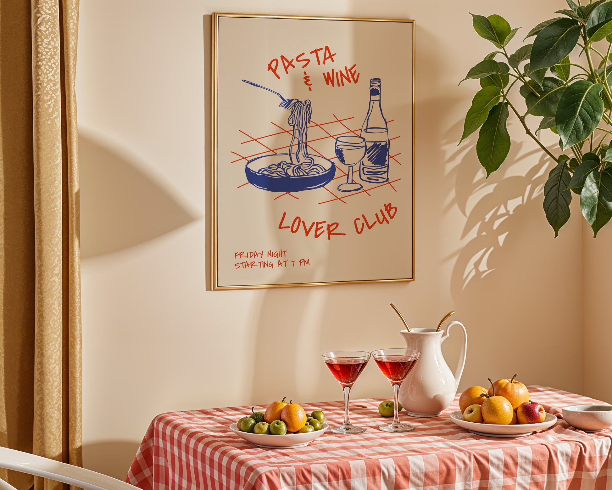 Pasta & Wine Lover Club Poster - GroovyGrove