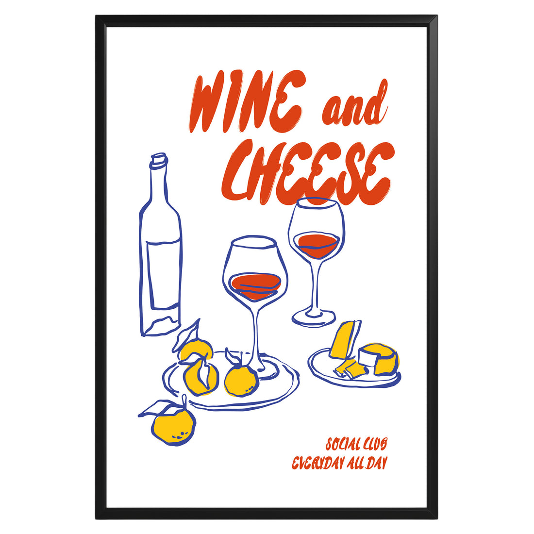 Wine and Cheese Poster - GroovyGrove