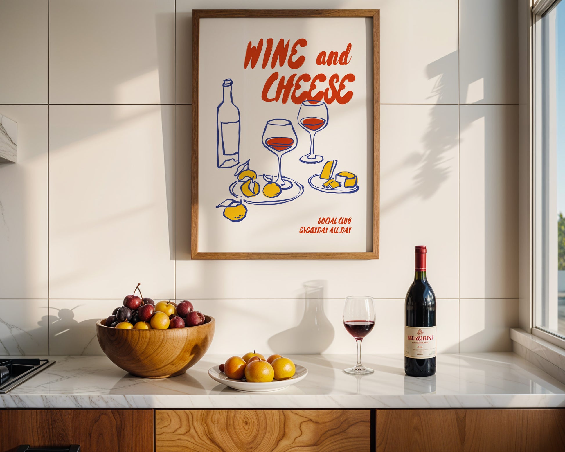 Wine and Cheese Poster - GroovyGrove