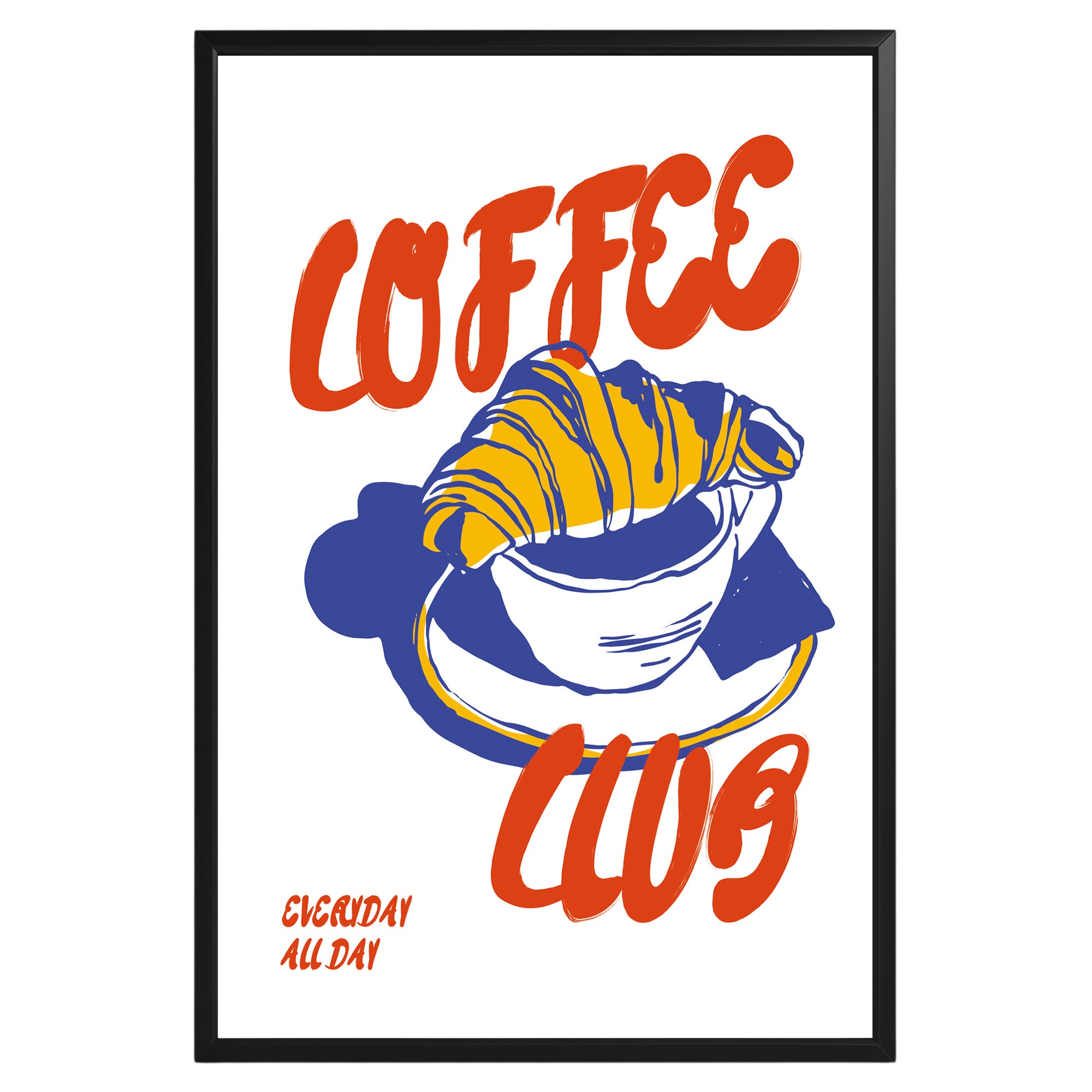 Croissant Coffee Club Poster - GroovyGrove