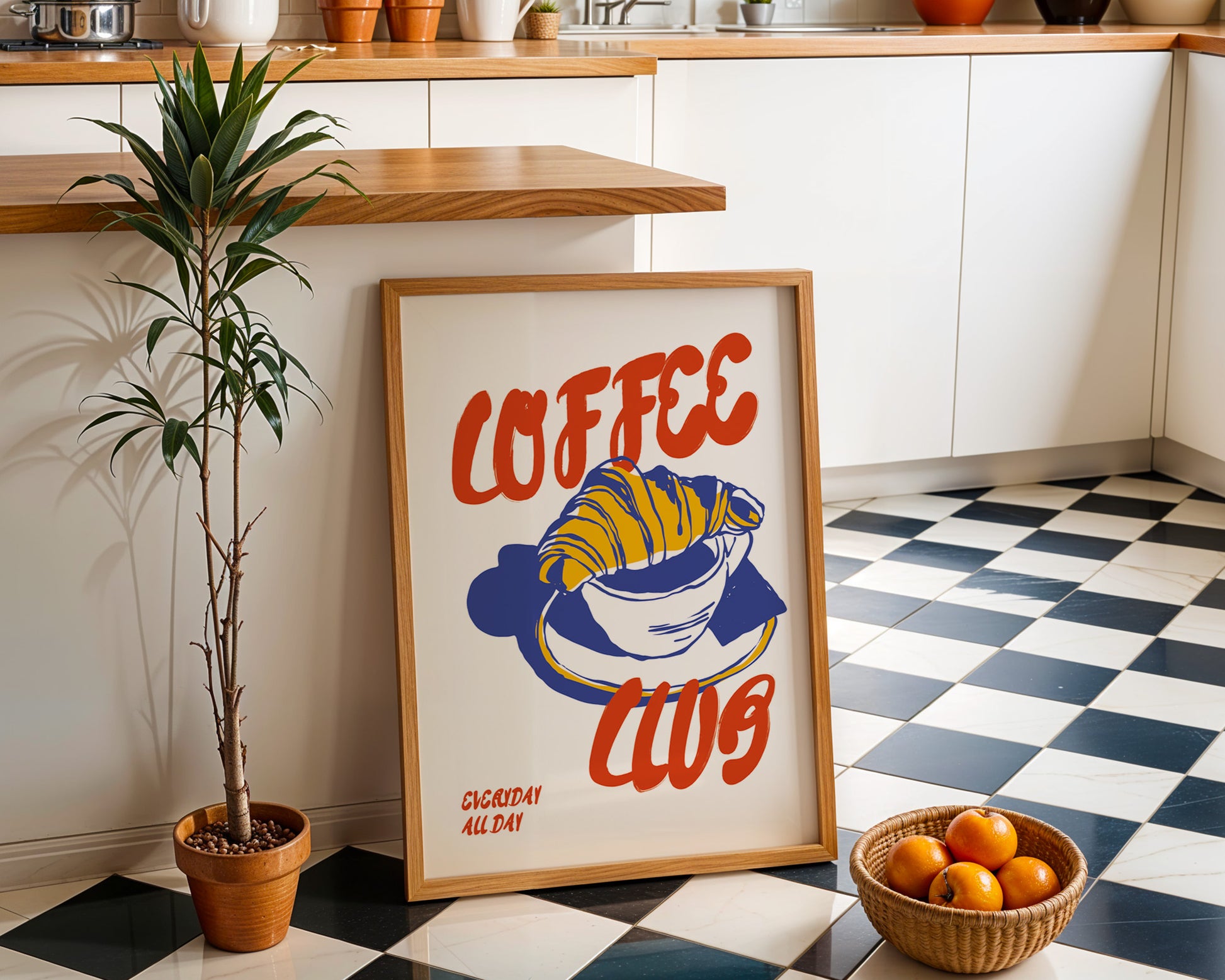 Croissant Coffee Club Poster - GroovyGrove