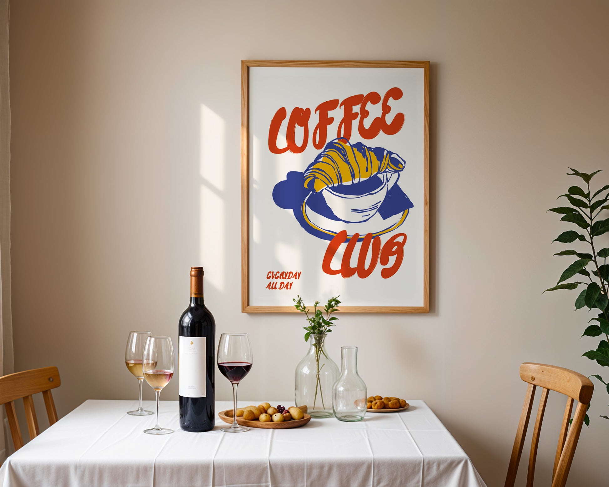 Croissant Coffee Club Poster - GroovyGrove