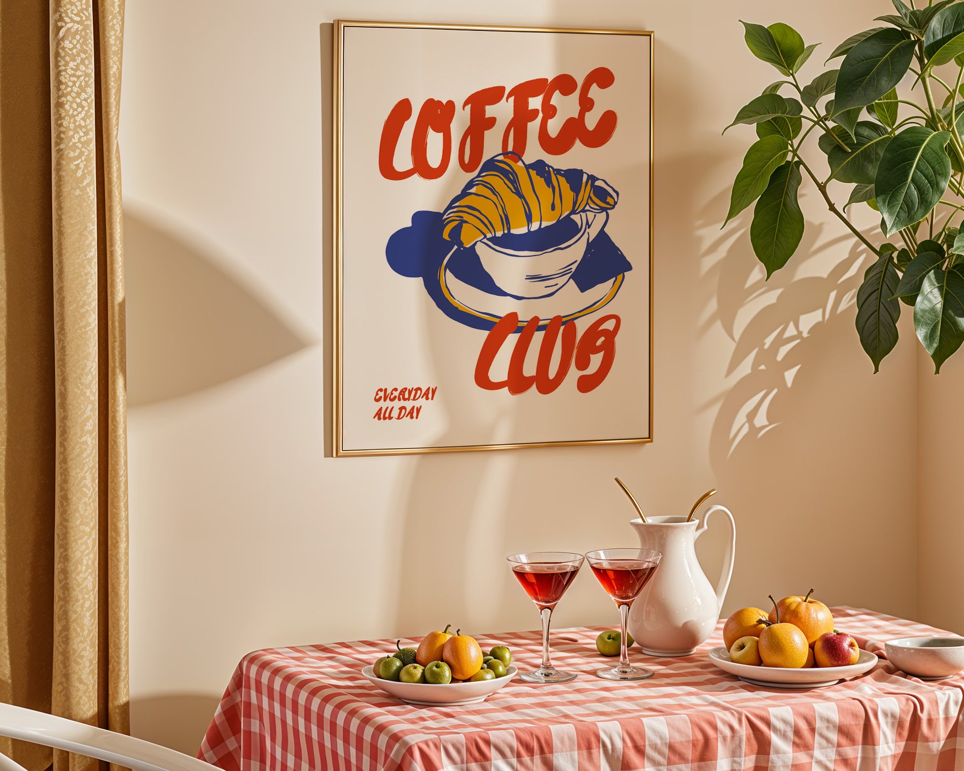 Croissant Coffee Club Poster - GroovyGrove