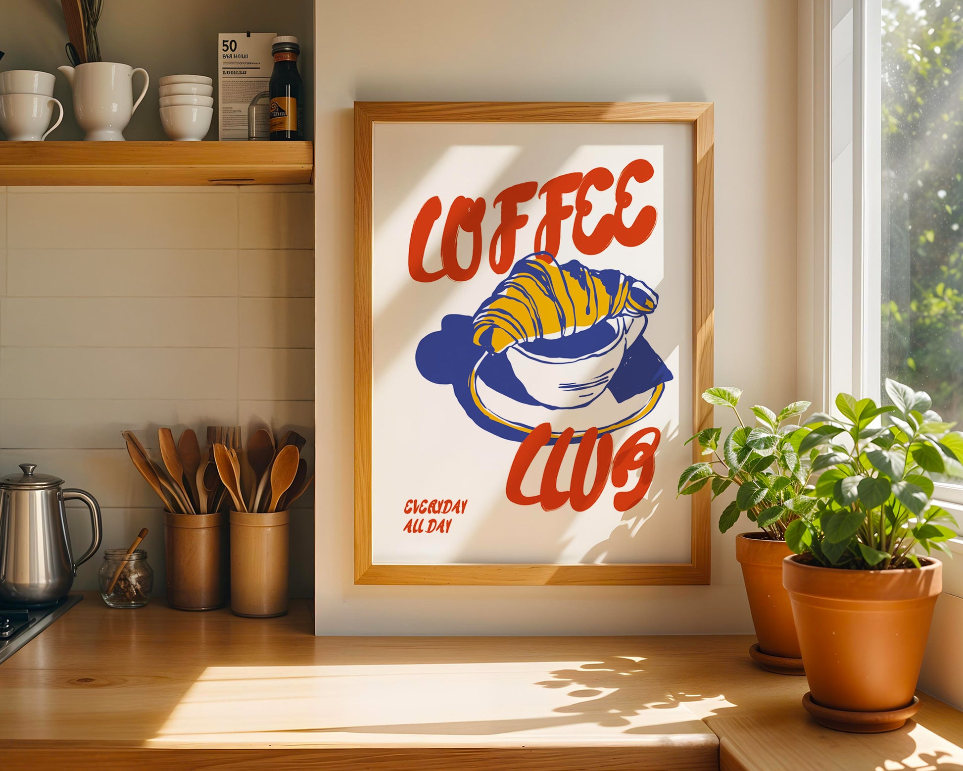 Croissant Coffee Club Poster - GroovyGrove