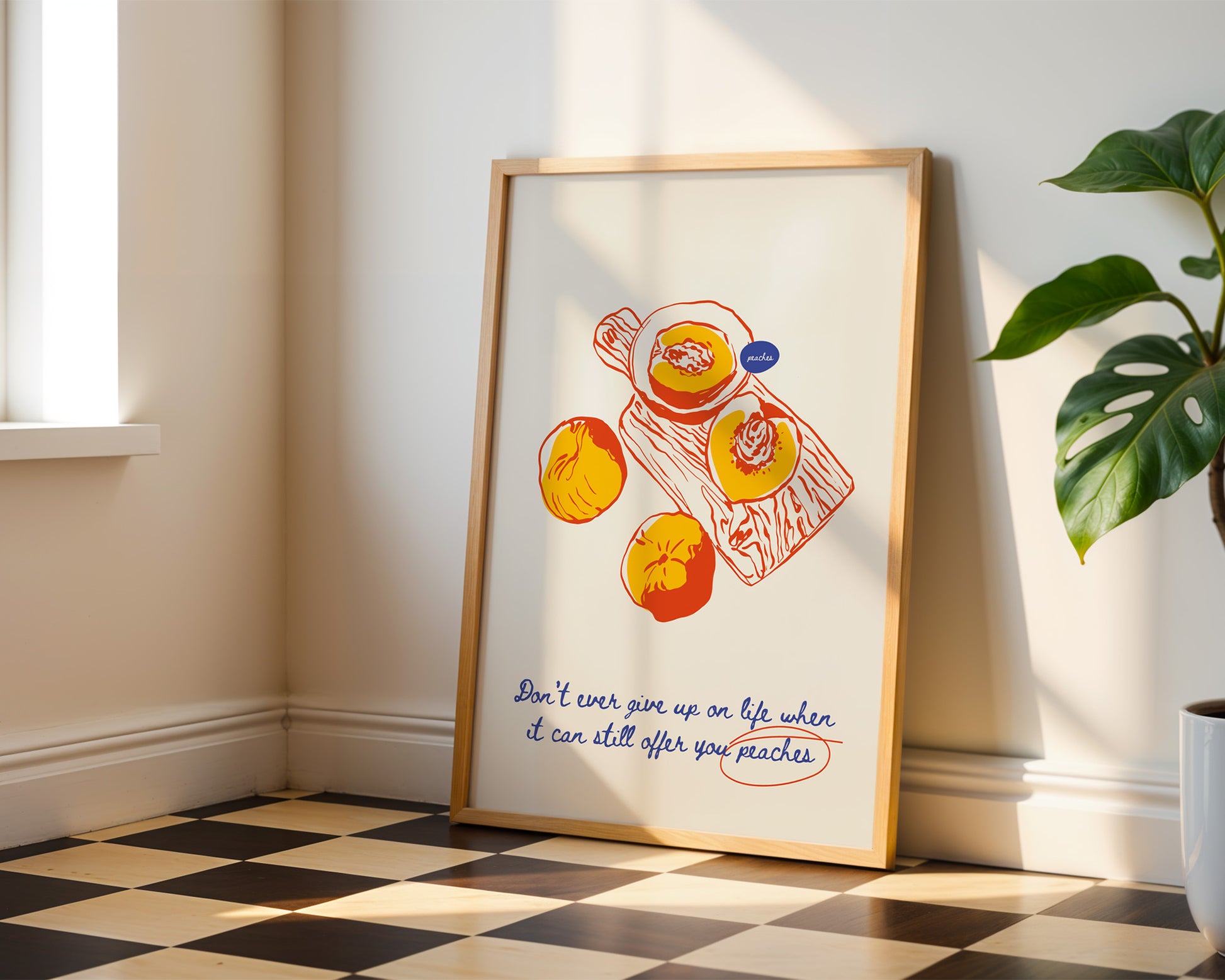 Peaches Fruit Poster - GroovyGrove