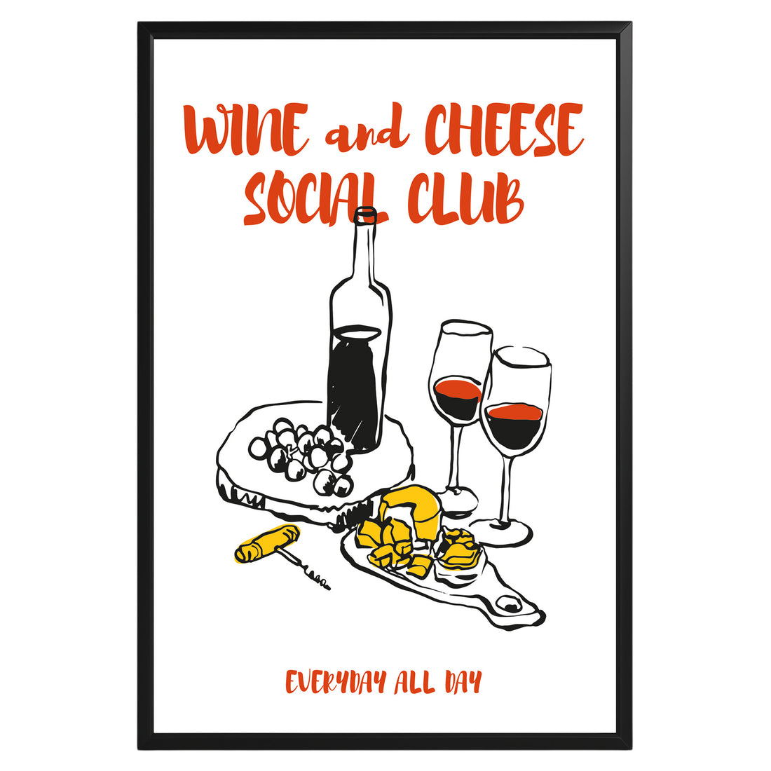 Wine and Cheese Social Club Poster - GroovyGrove