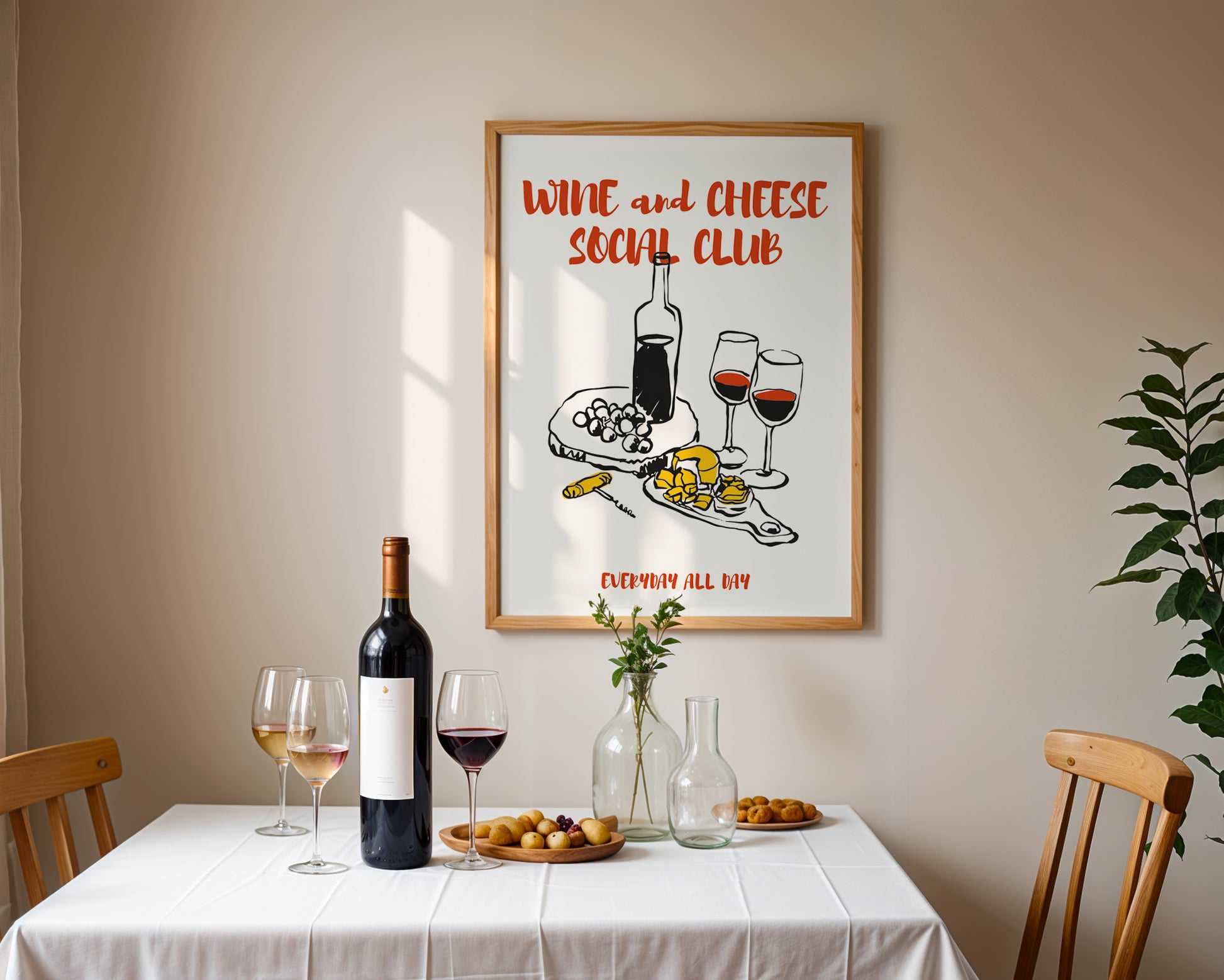 Wine and Cheese Social Club Poster - GroovyGrove