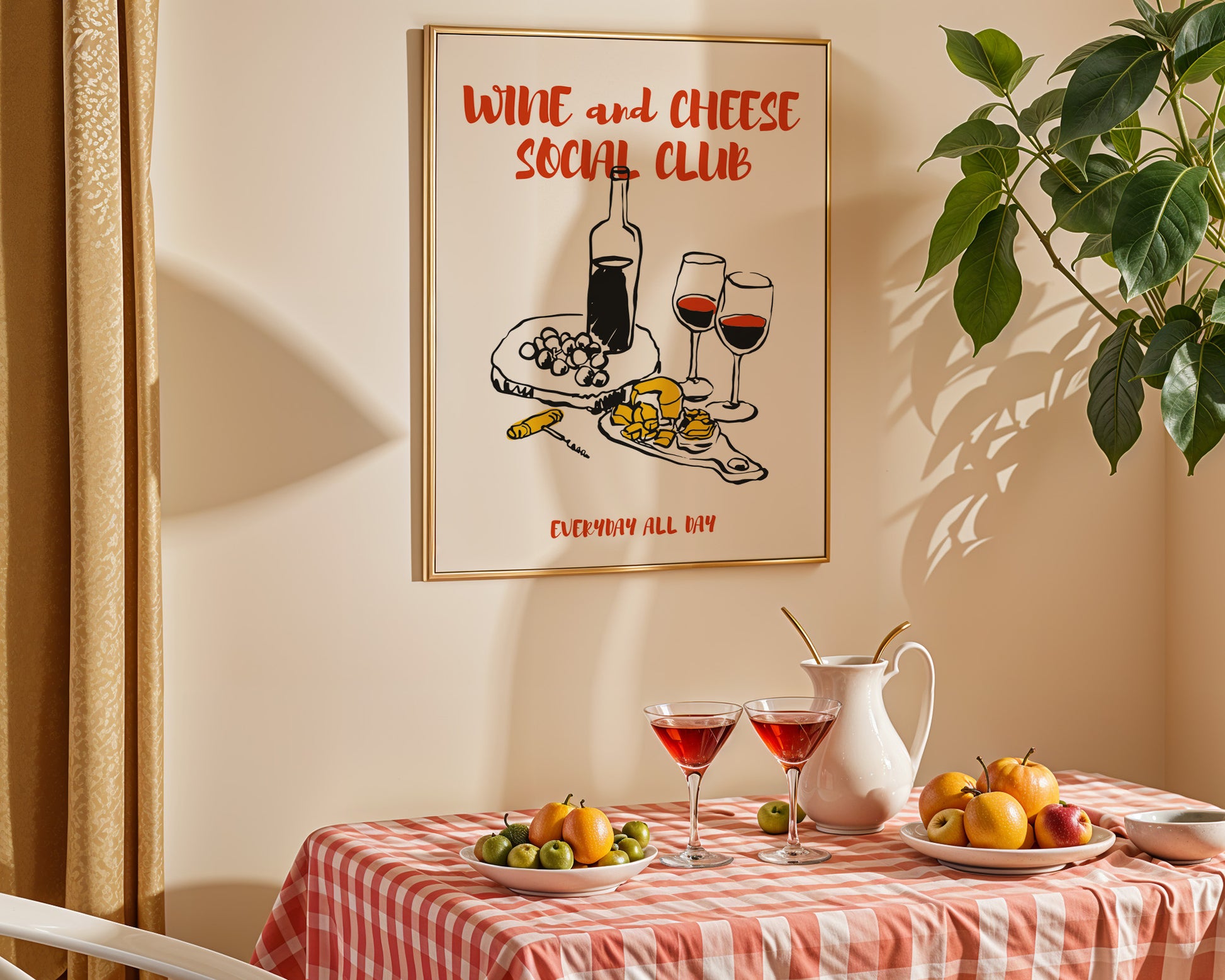 Wine and Cheese Social Club Poster - GroovyGrove