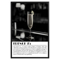 French 75 Cocktail Black and White Poster - GroovyGrove