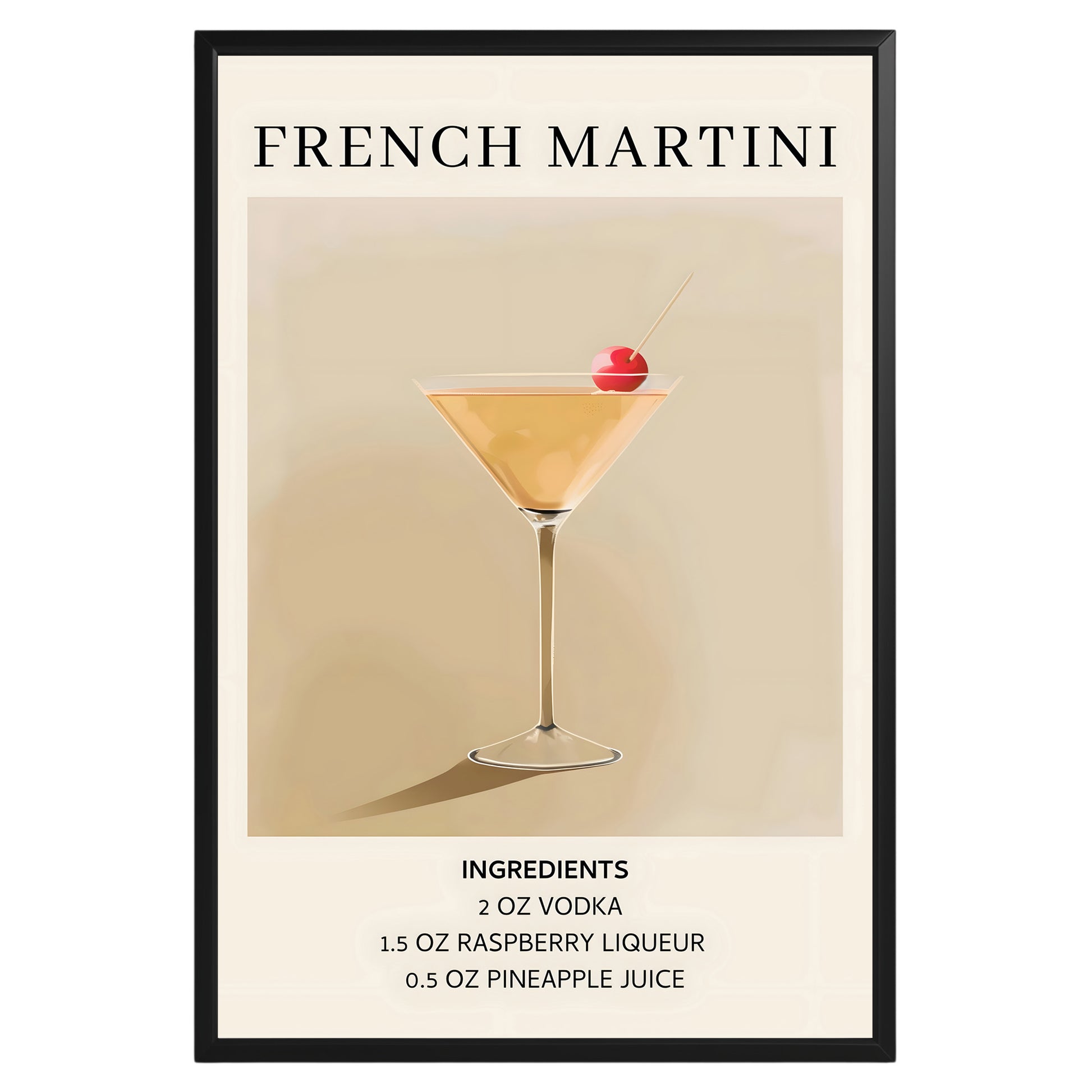 French Martini Vintage Cocktail Poster - GroovyGrove