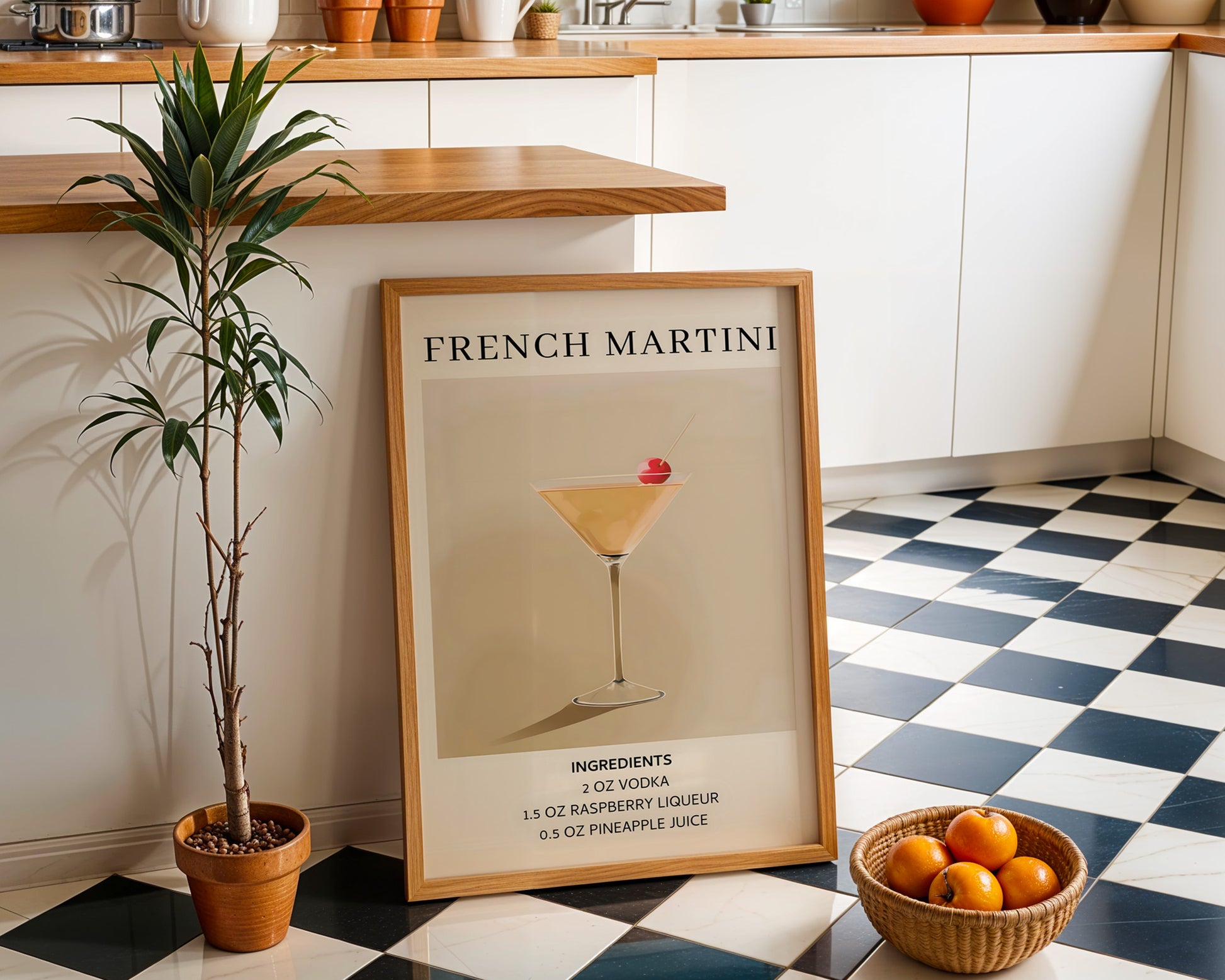 French Martini Vintage Cocktail Poster - GroovyGrove