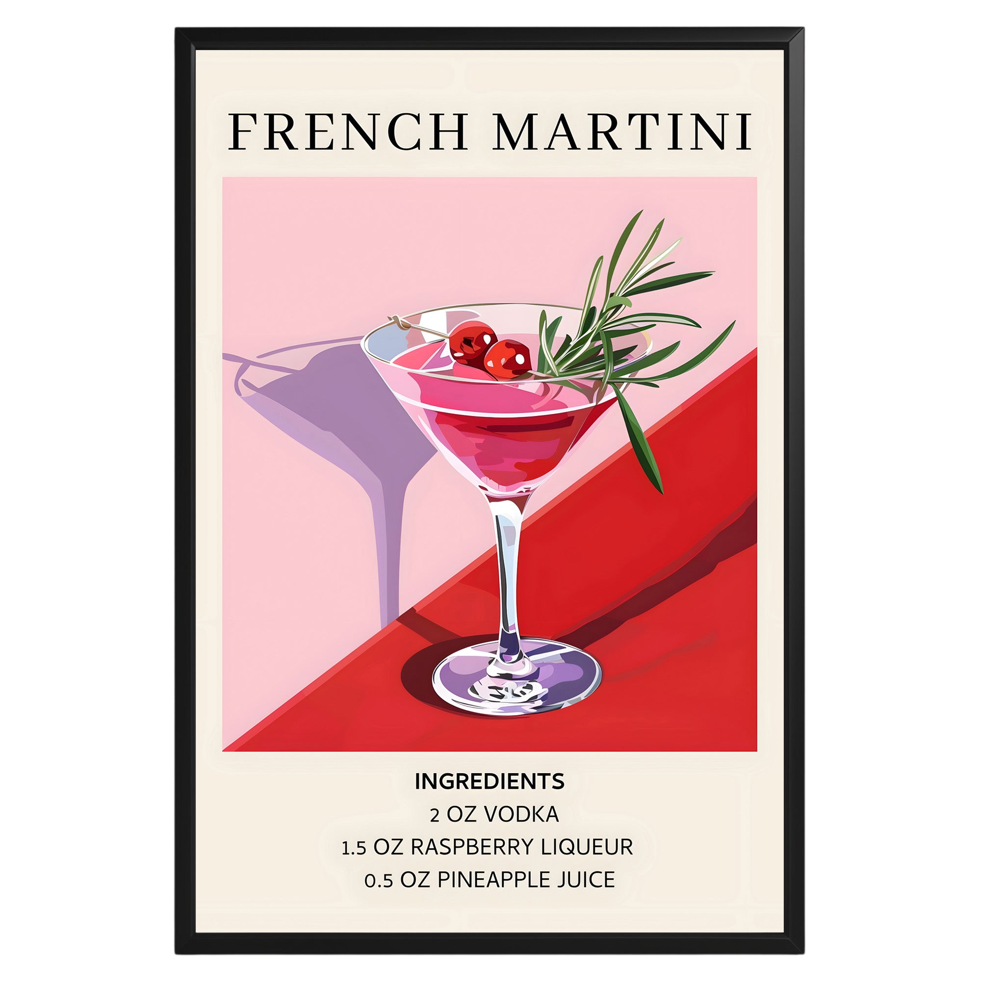 French Martini Vintage Cocktail Poster - GroovyGrove