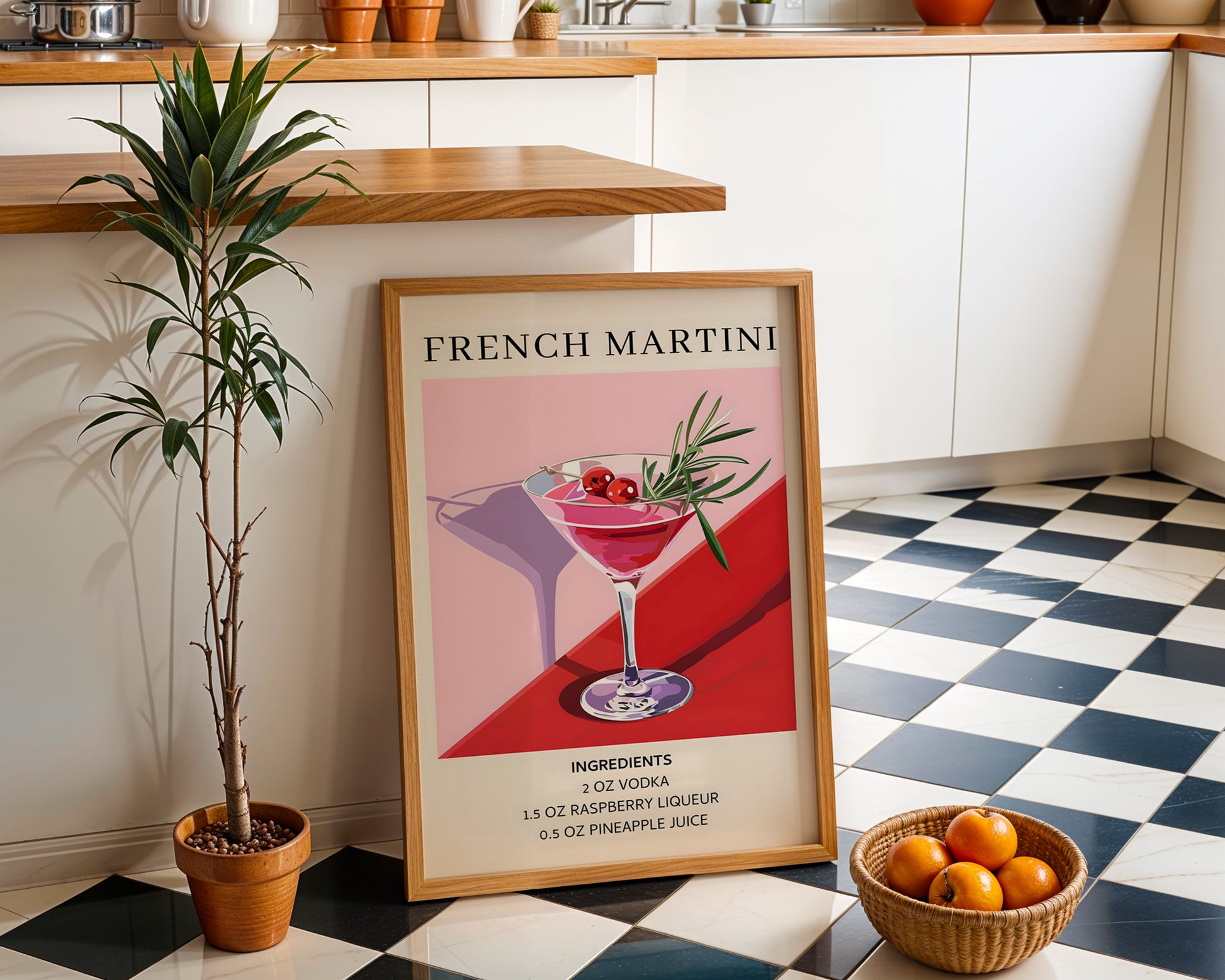 French Martini Vintage Cocktail Poster - GroovyGrove