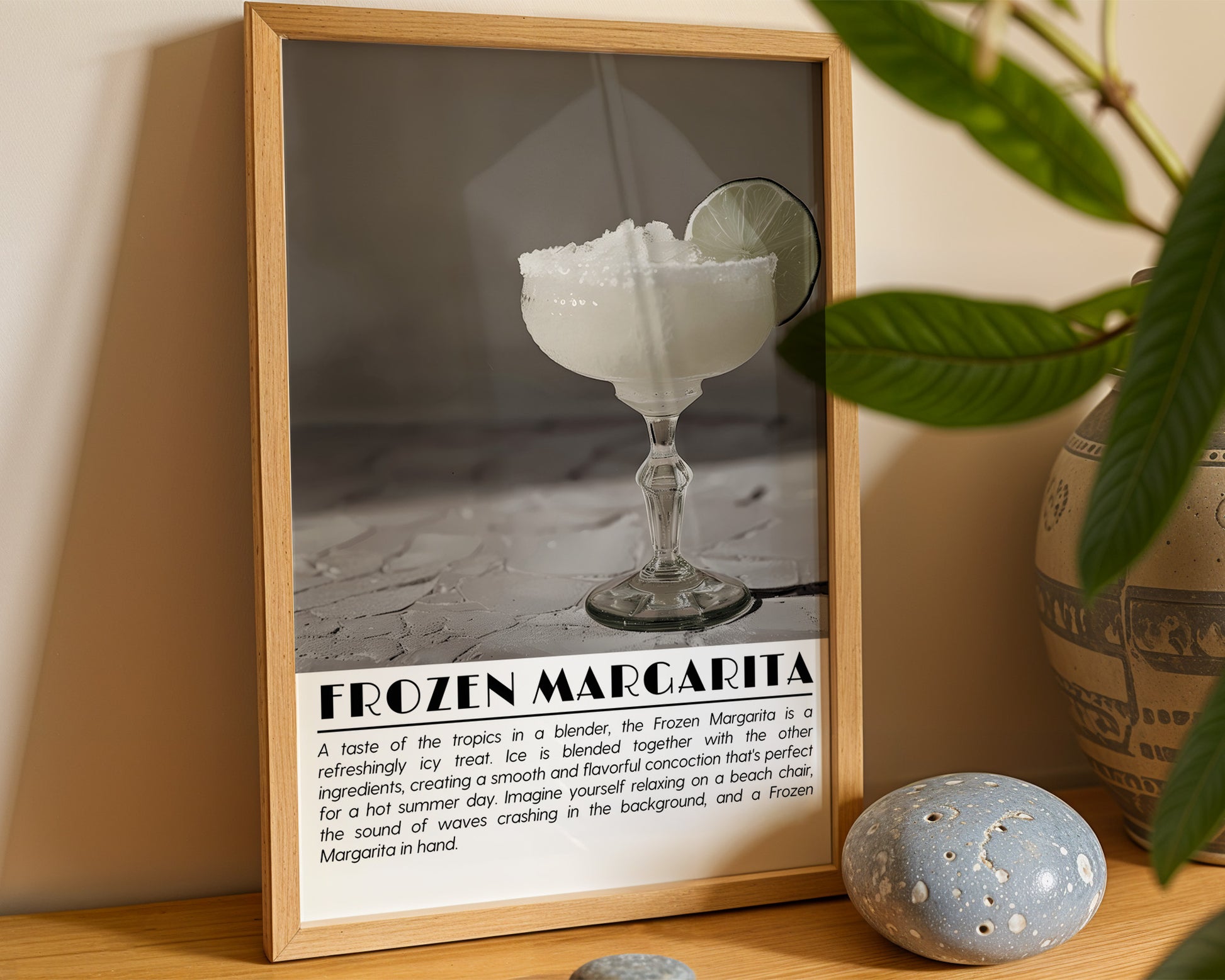 Frozen Margarita Cocktail Black and White Poster - GroovyGrove