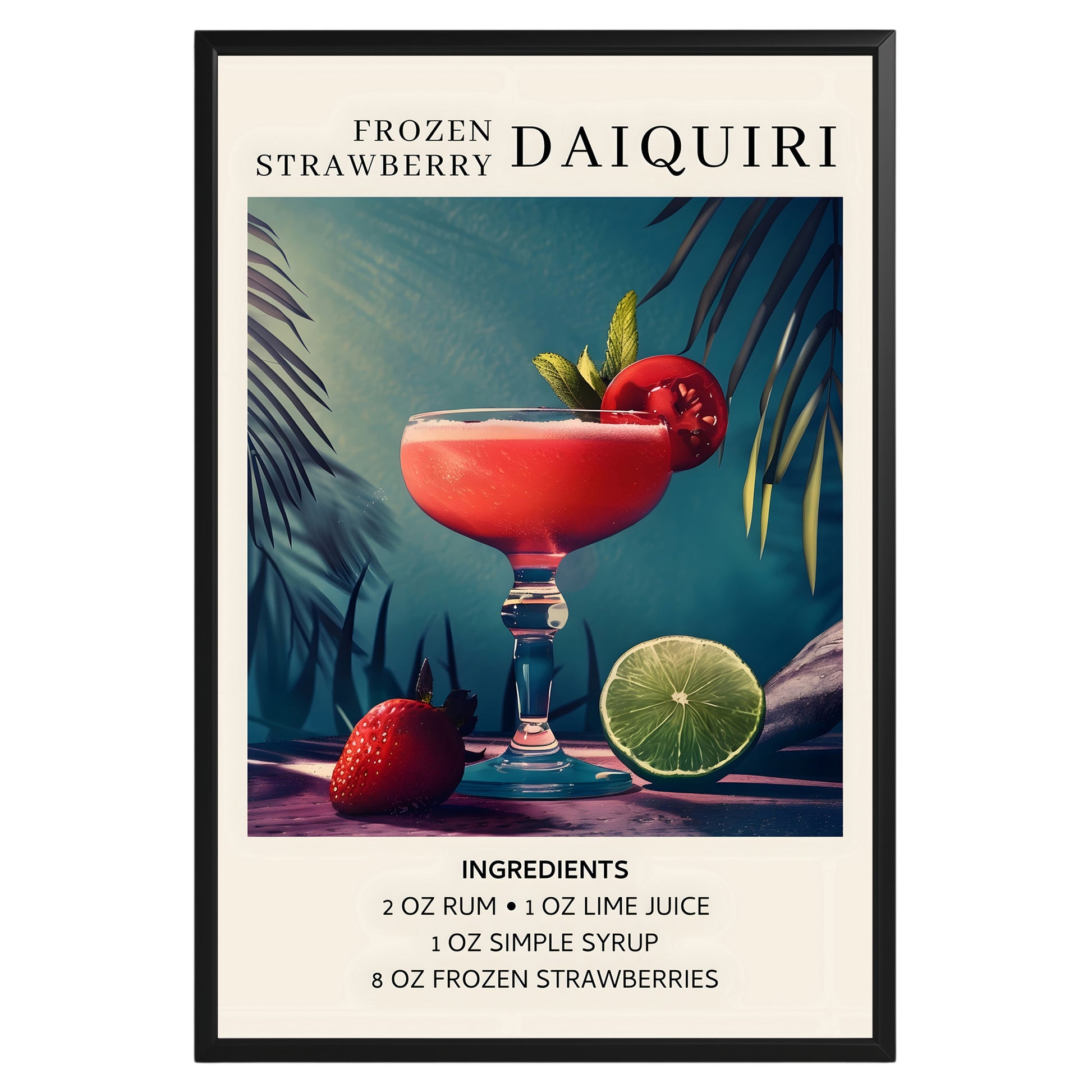 Frozen Strawberry Daiquiri Vintage Cocktail Poster - GroovyGrove