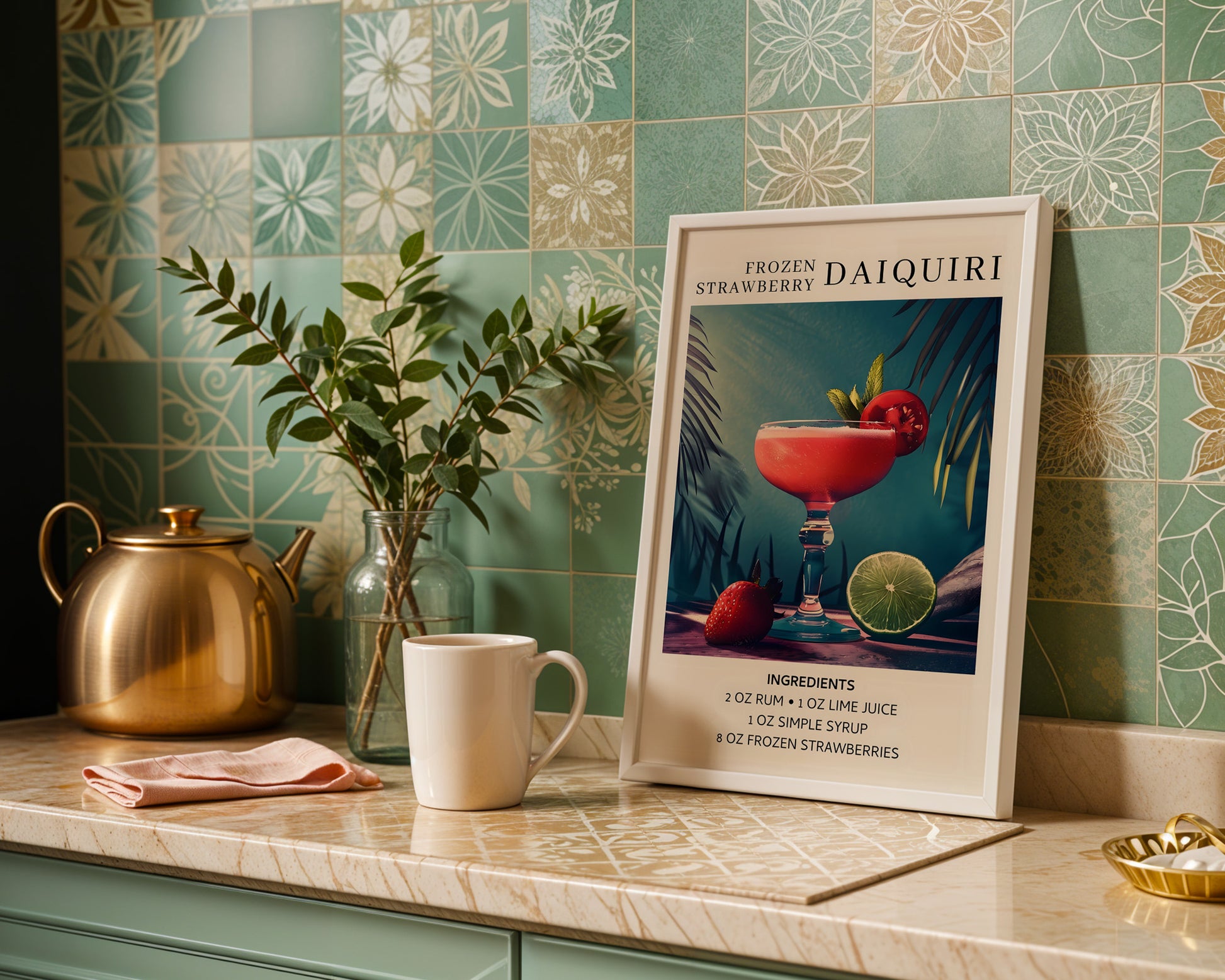 Frozen Strawberry Daiquiri Vintage Cocktail Poster - GroovyGrove