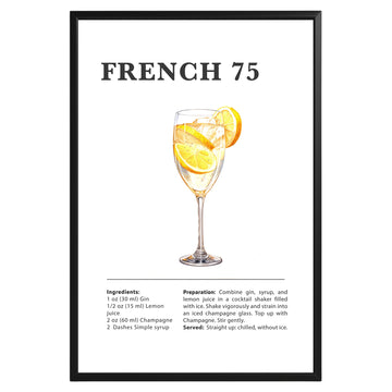 French 75 Cocktail Recipe Poster - GroovyGrove