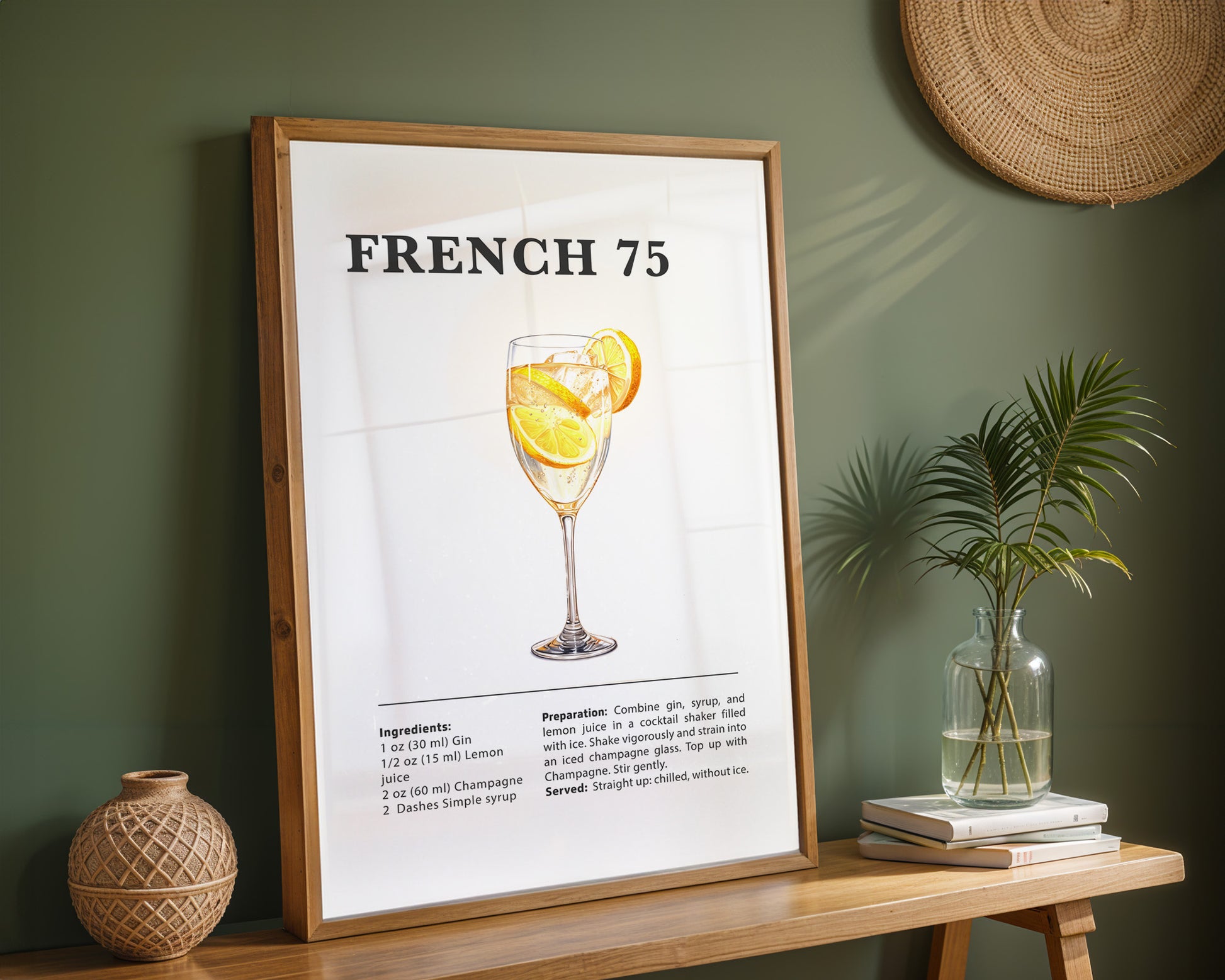 French 75 Cocktail Recipe Poster - GroovyGrove