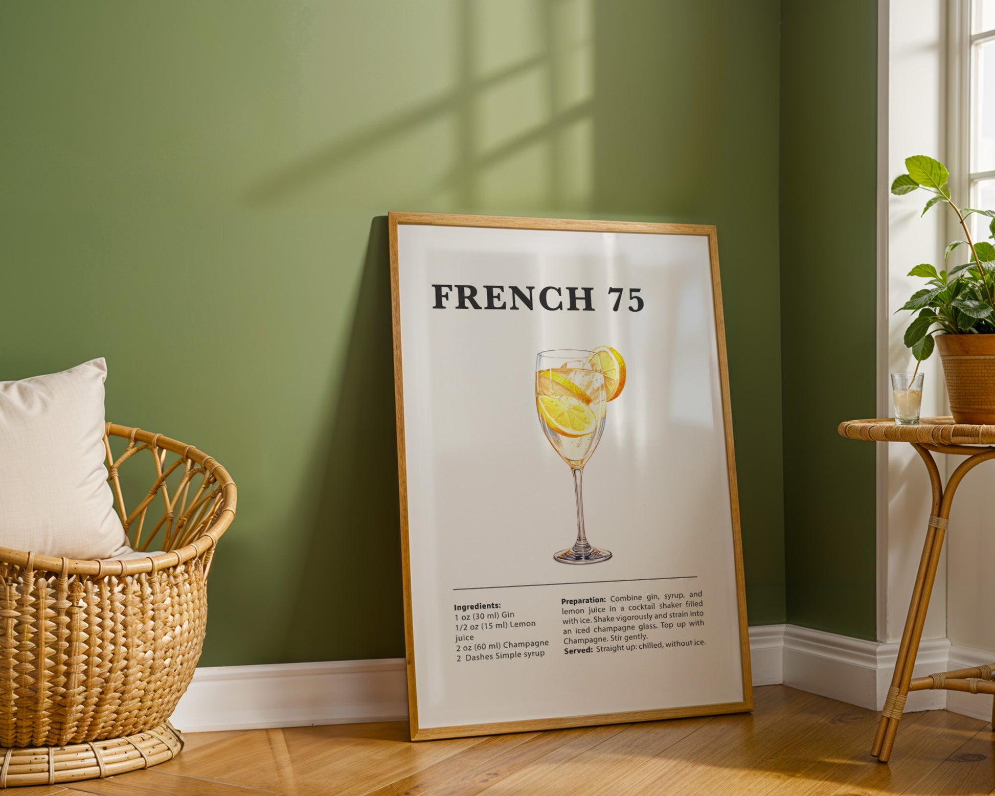 French 75 Cocktail Recipe Poster - GroovyGrove