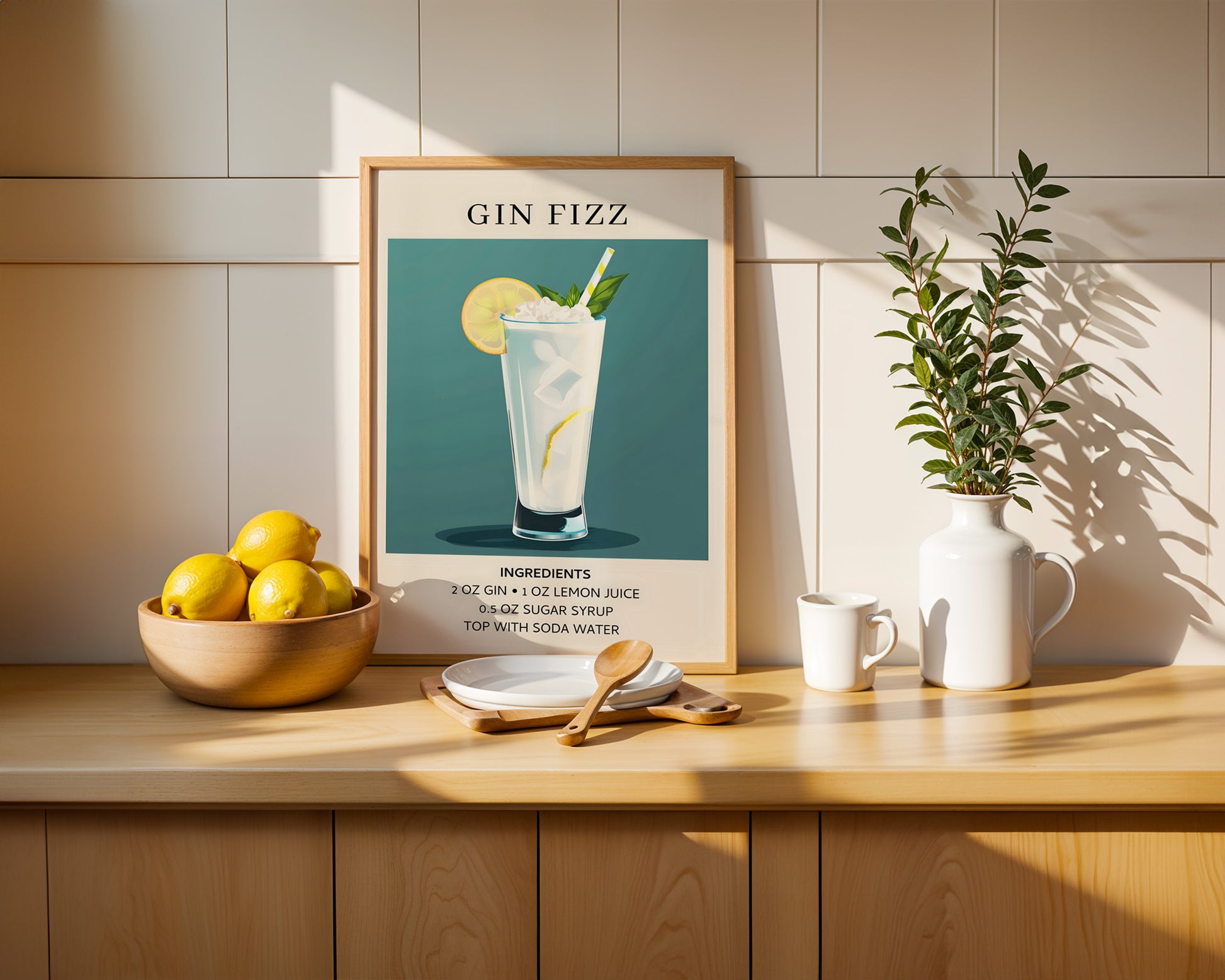 Gin Fizz Vintage Cocktail Poster - GroovyGrove