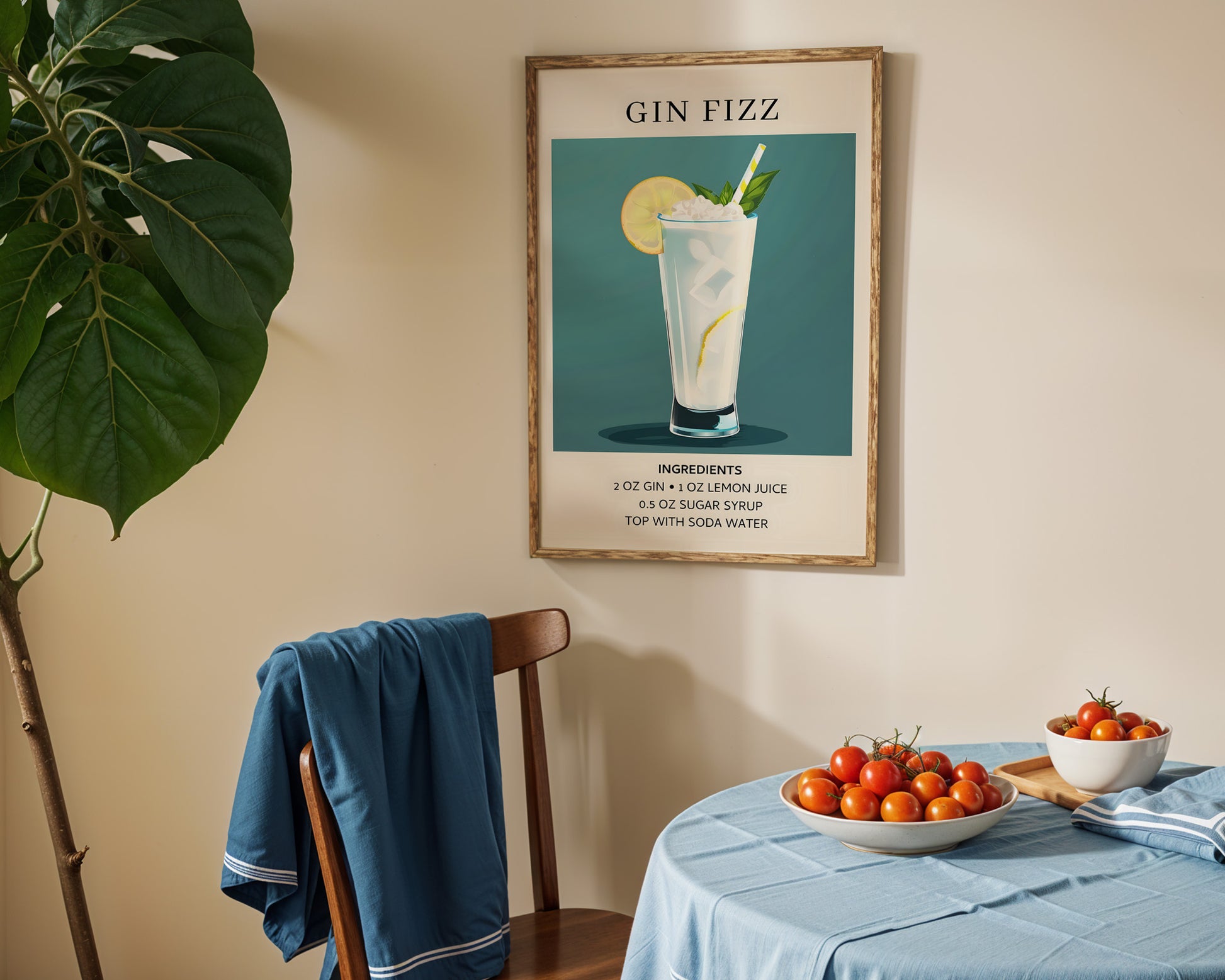 Gin Fizz Vintage Cocktail Poster - GroovyGrove