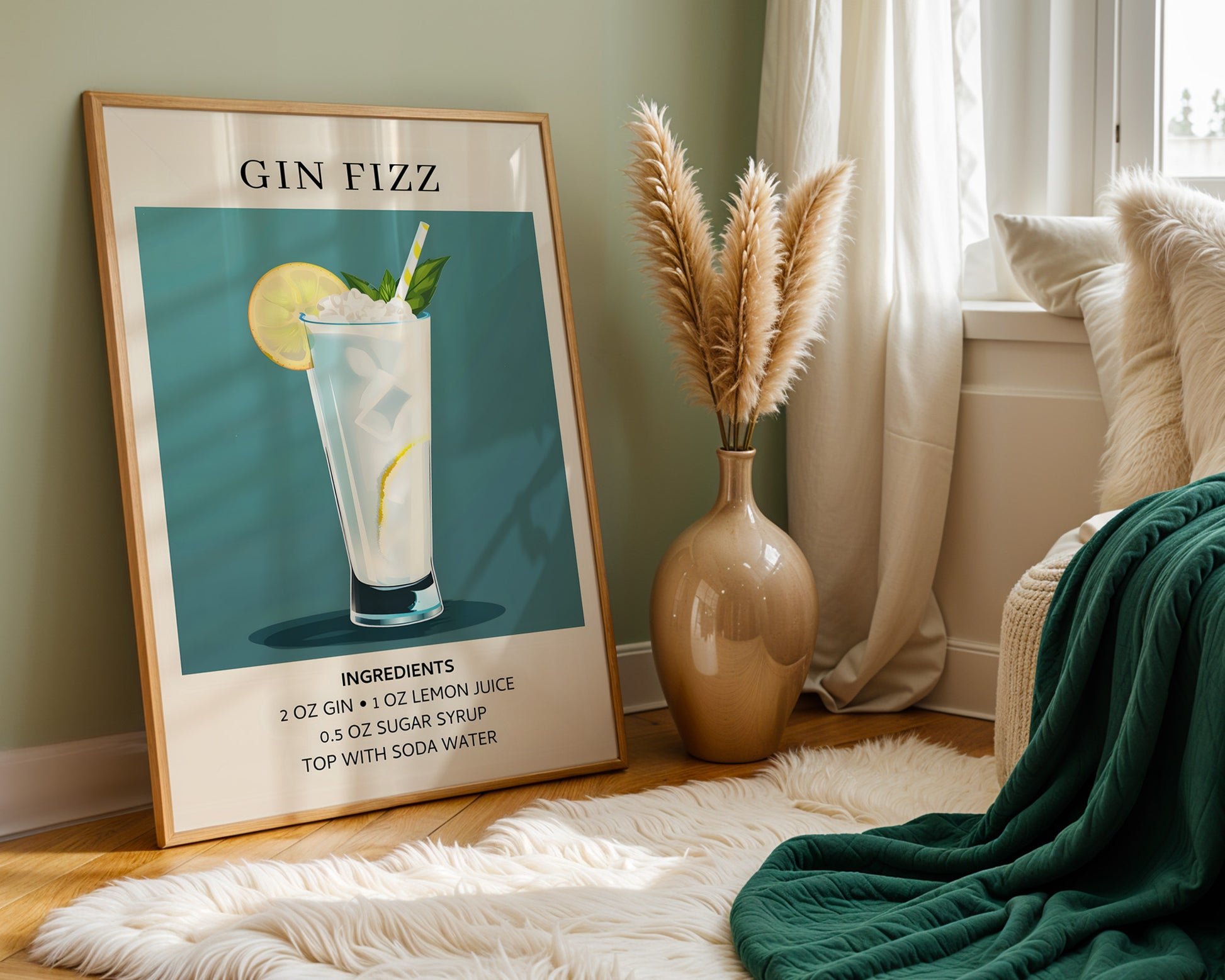 Gin Fizz Vintage Cocktail Poster - GroovyGrove