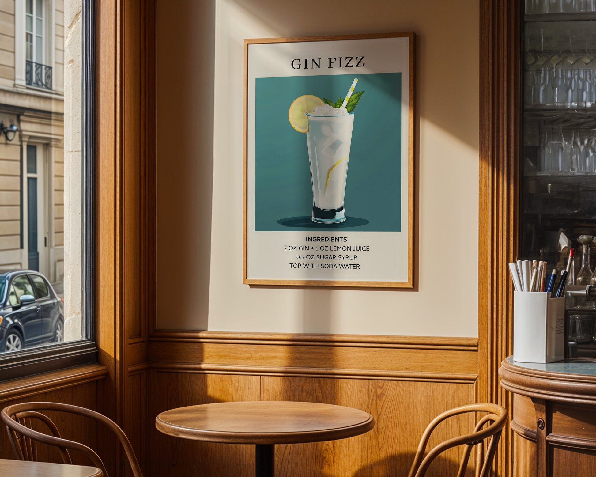 Gin Fizz Vintage Cocktail Poster - GroovyGrove