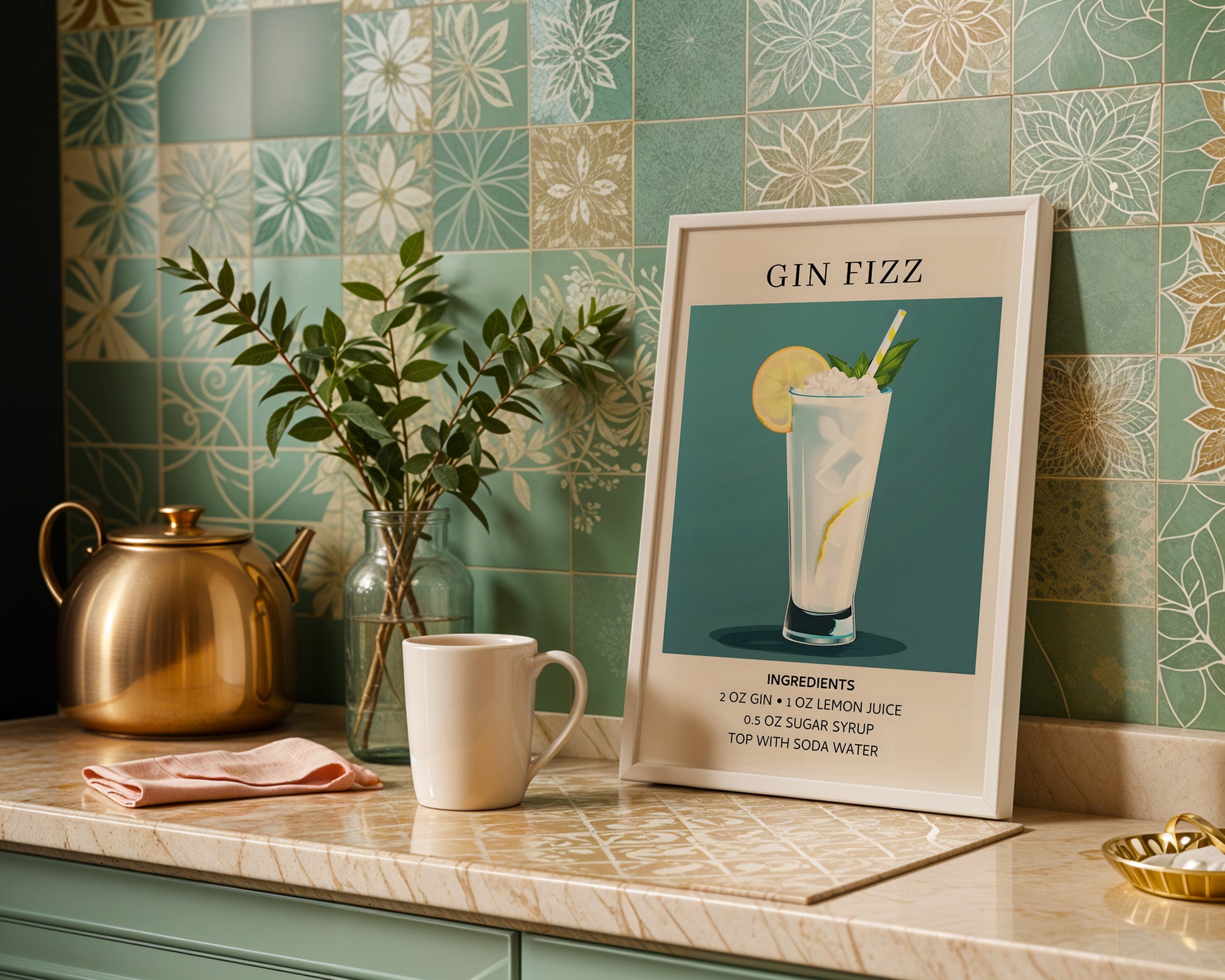 Gin Fizz Vintage Cocktail Poster - GroovyGrove