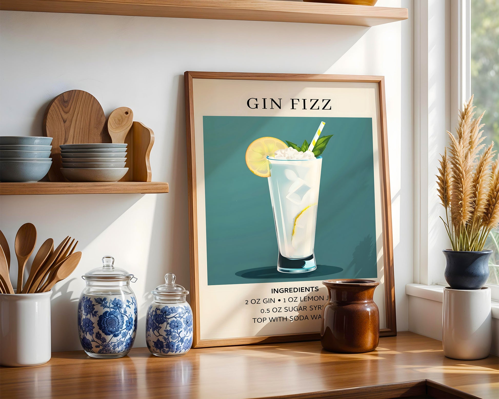 Gin Fizz Vintage Cocktail Poster - GroovyGrove