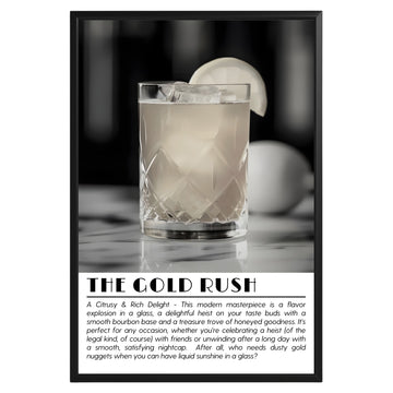 Gold Rush Cocktail Black and White Poster - GroovyGrove