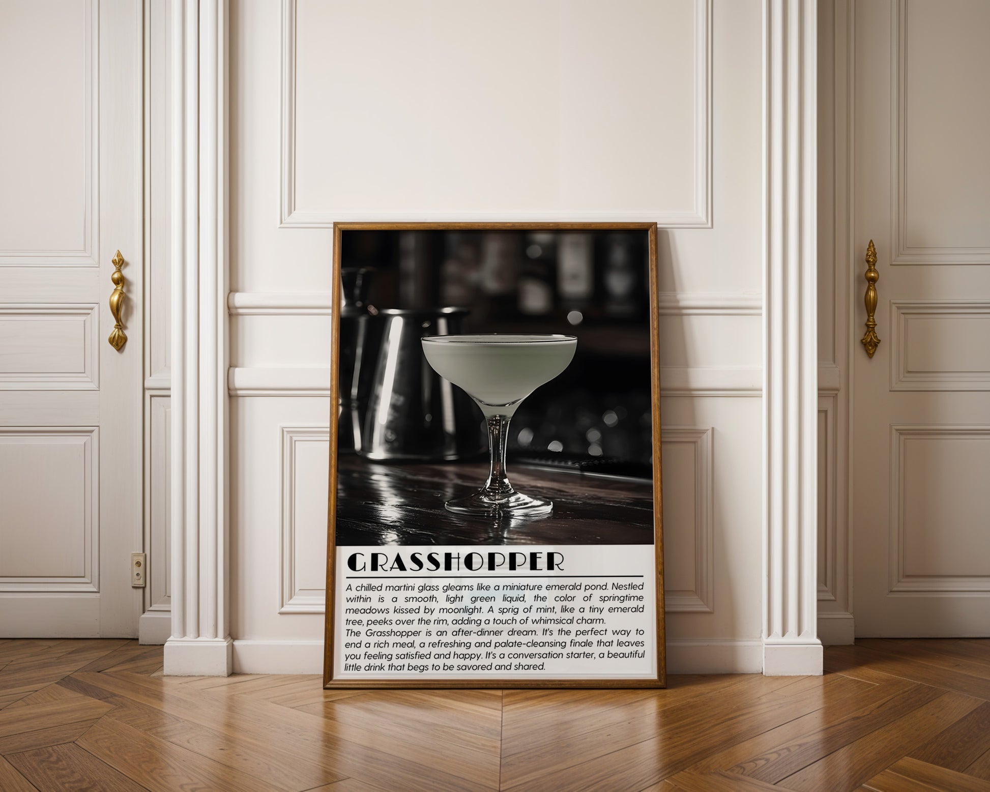 Grasshopper Cocktail Black and White Poster - GroovyGrove