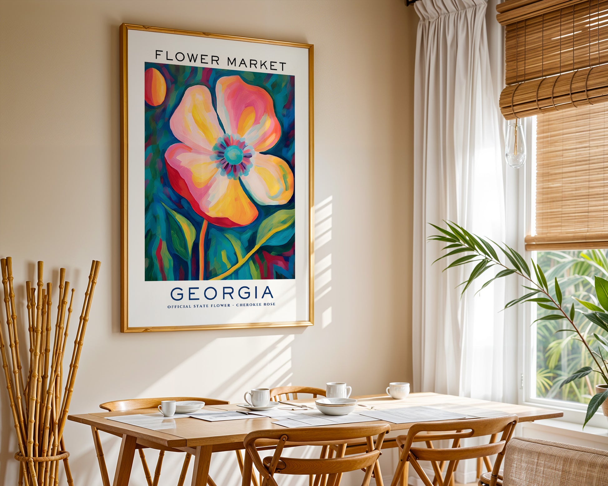 Georgia State Flower Market Poster - GroovyGrove