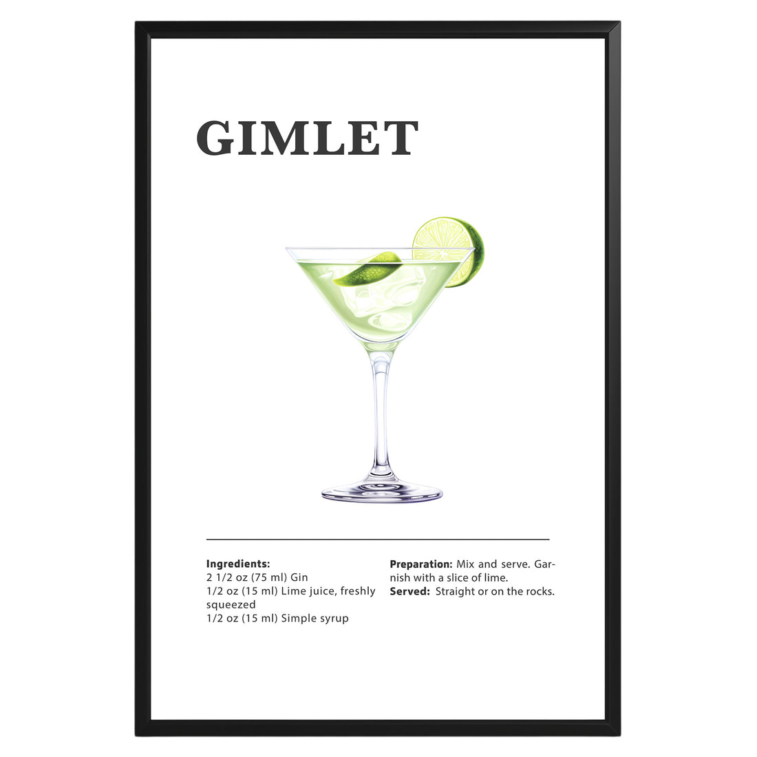 Gimlet Cocktail Recipe Poster - GroovyGrove