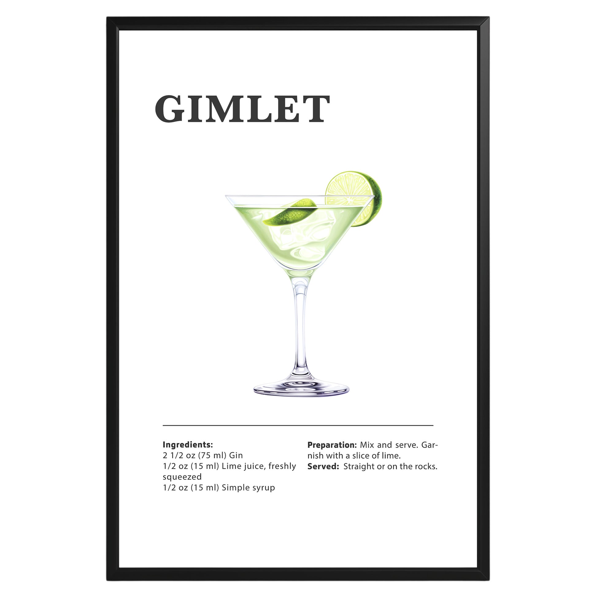 Gimlet Cocktail Recipe Poster - GroovyGrove