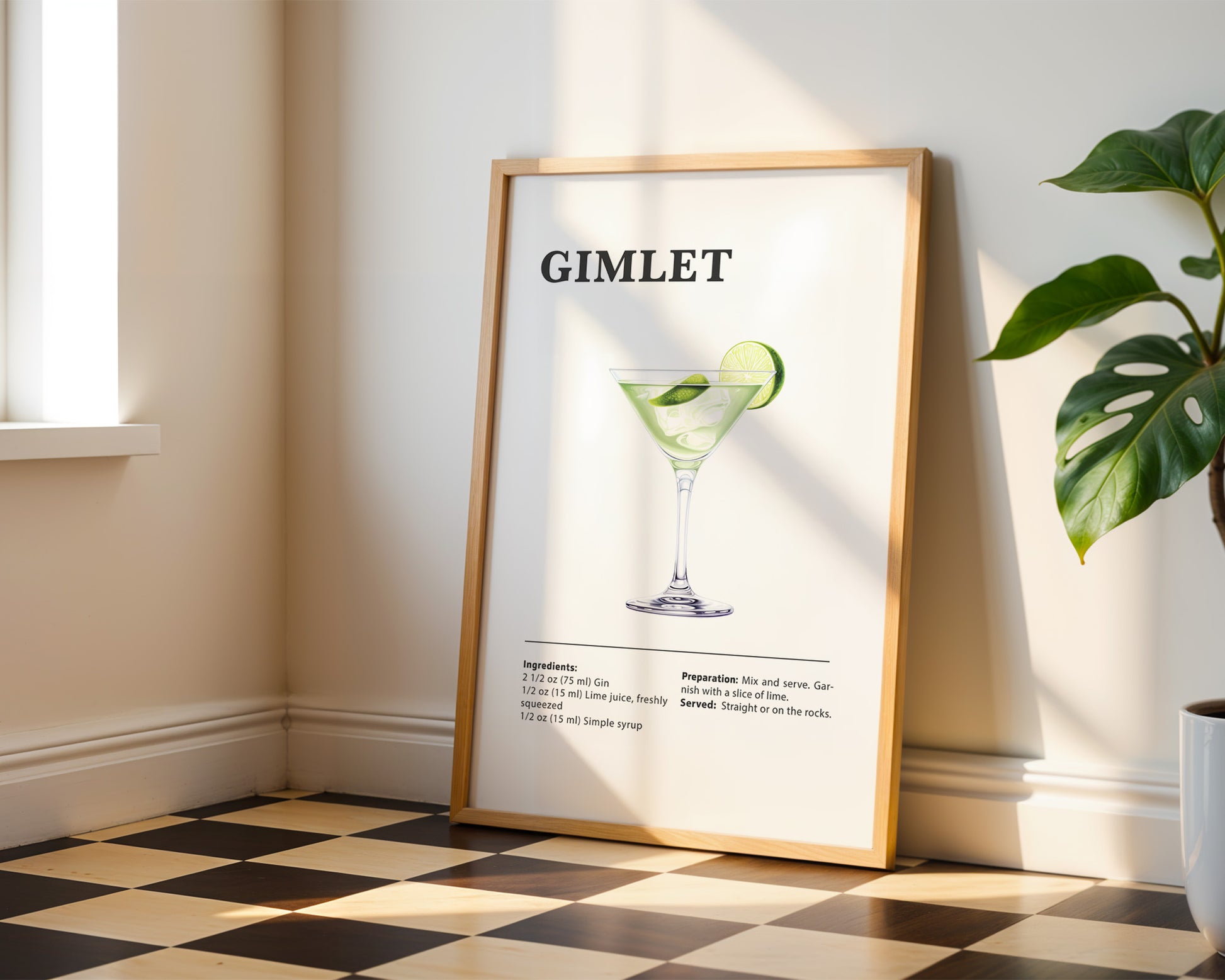 Gimlet Cocktail Recipe Poster - GroovyGrove