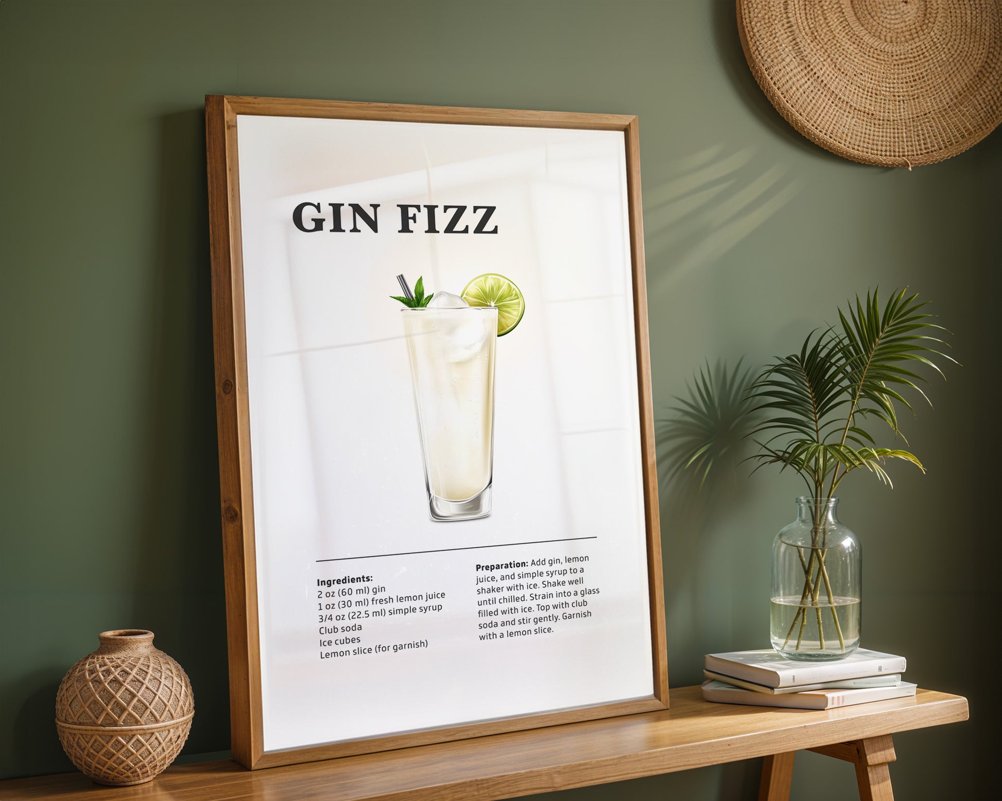 Gin Fizz Cocktail Recipe Poster - GroovyGrove