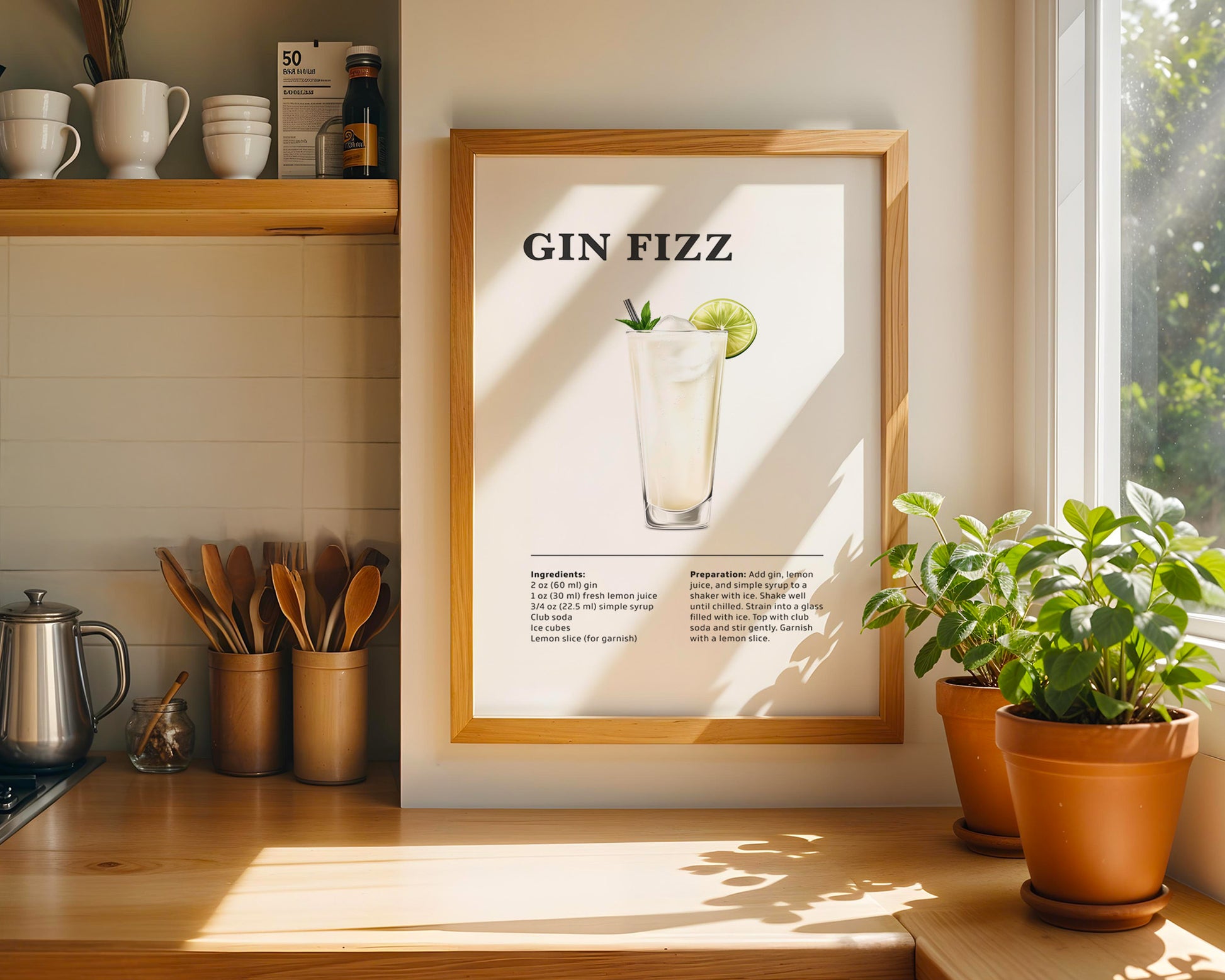 Gin Fizz Cocktail Recipe Poster - GroovyGrove