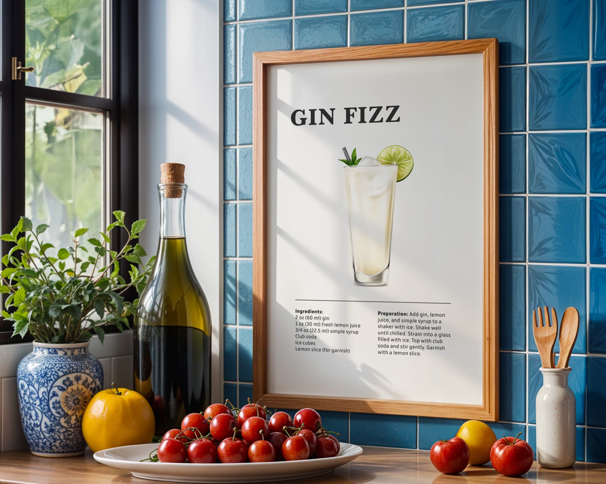 Gin Fizz Cocktail Recipe Poster - GroovyGrove