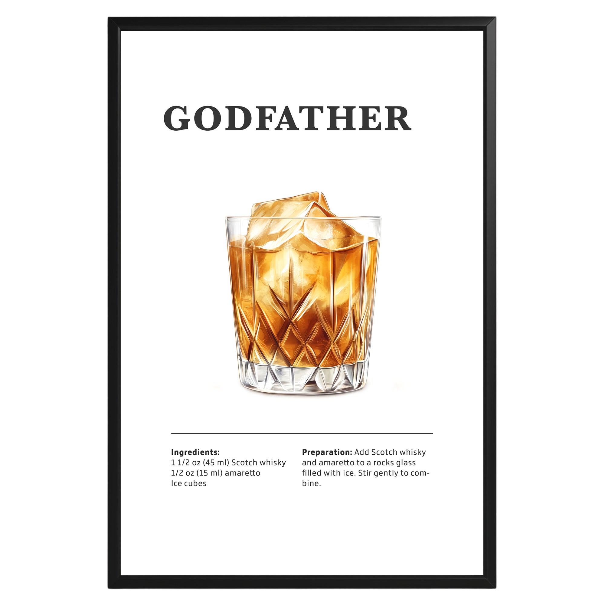 Godfather Cocktail Recipe Poster - GroovyGrove