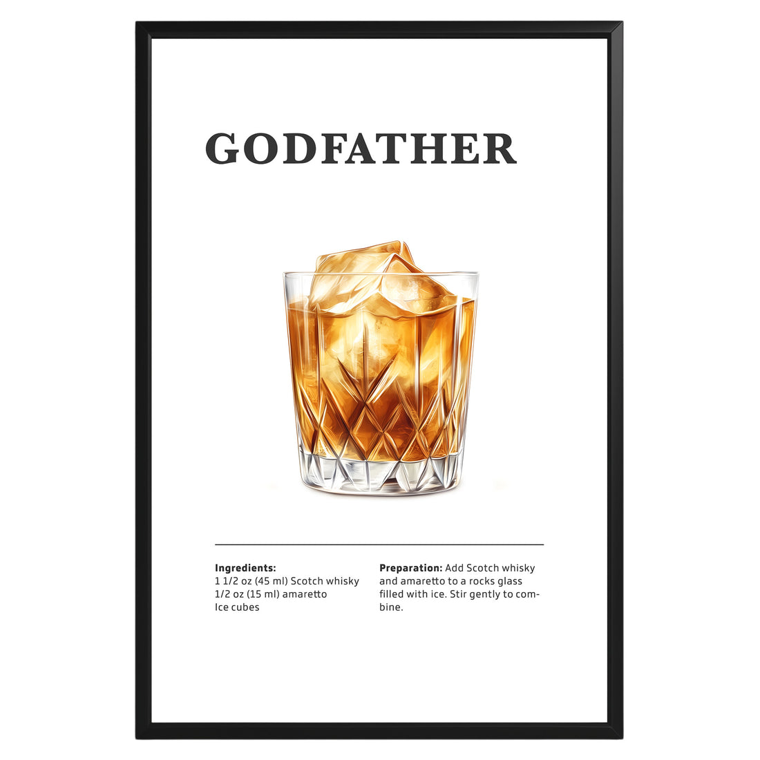 Godfather Cocktail Recipe Poster - GroovyGrove