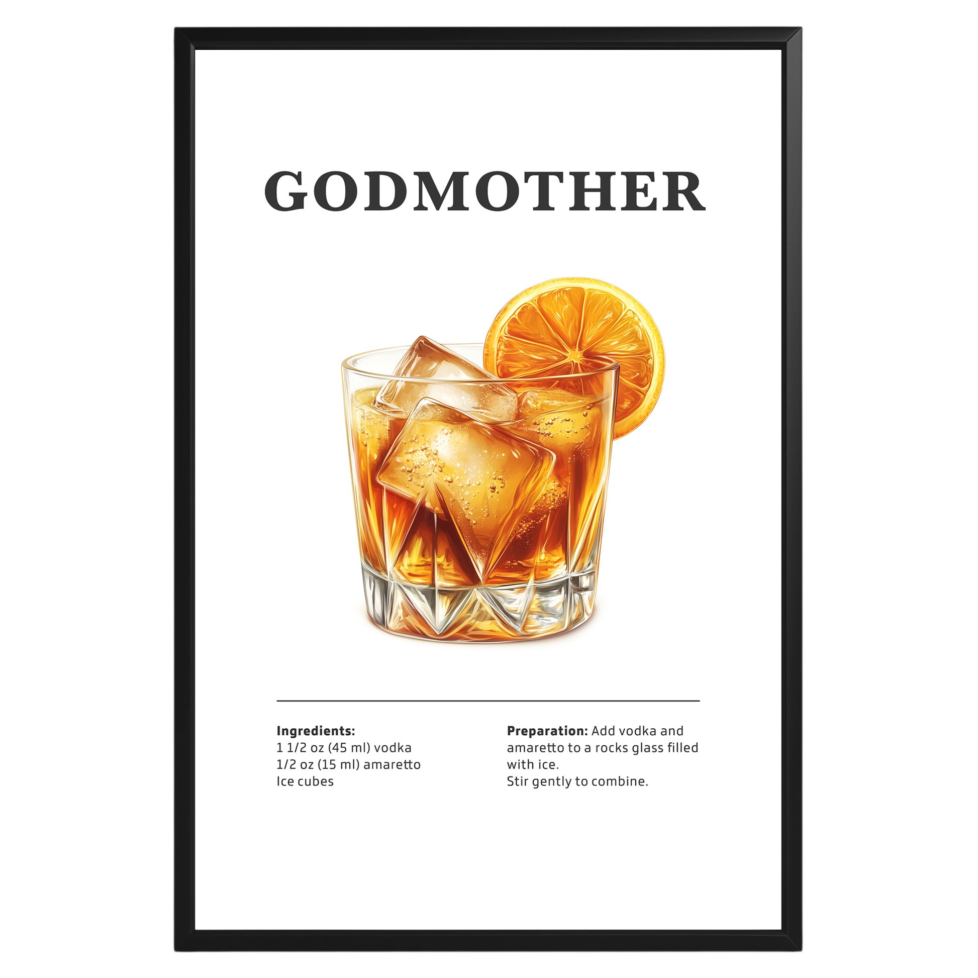 Godmother Cocktail Recipe Poster - GroovyGrove