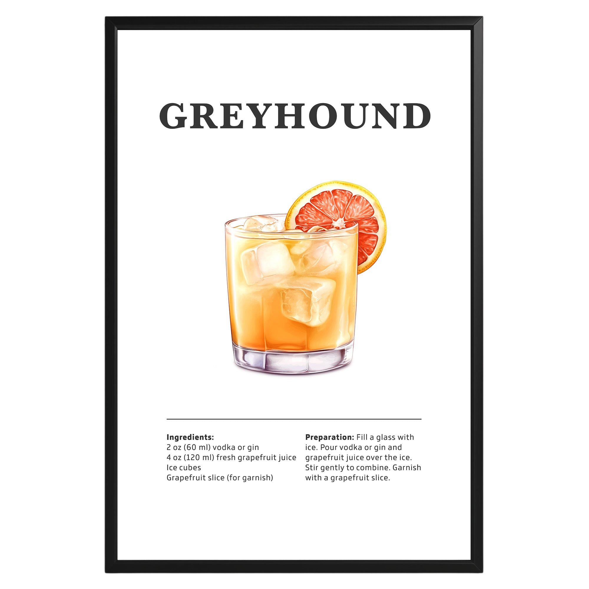 Greyhound Cocktail Recipe Poster - GroovyGrove