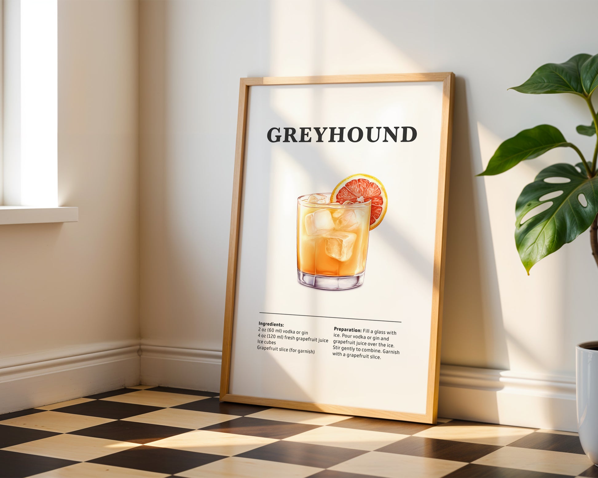 Greyhound Cocktail Recipe Poster - GroovyGrove