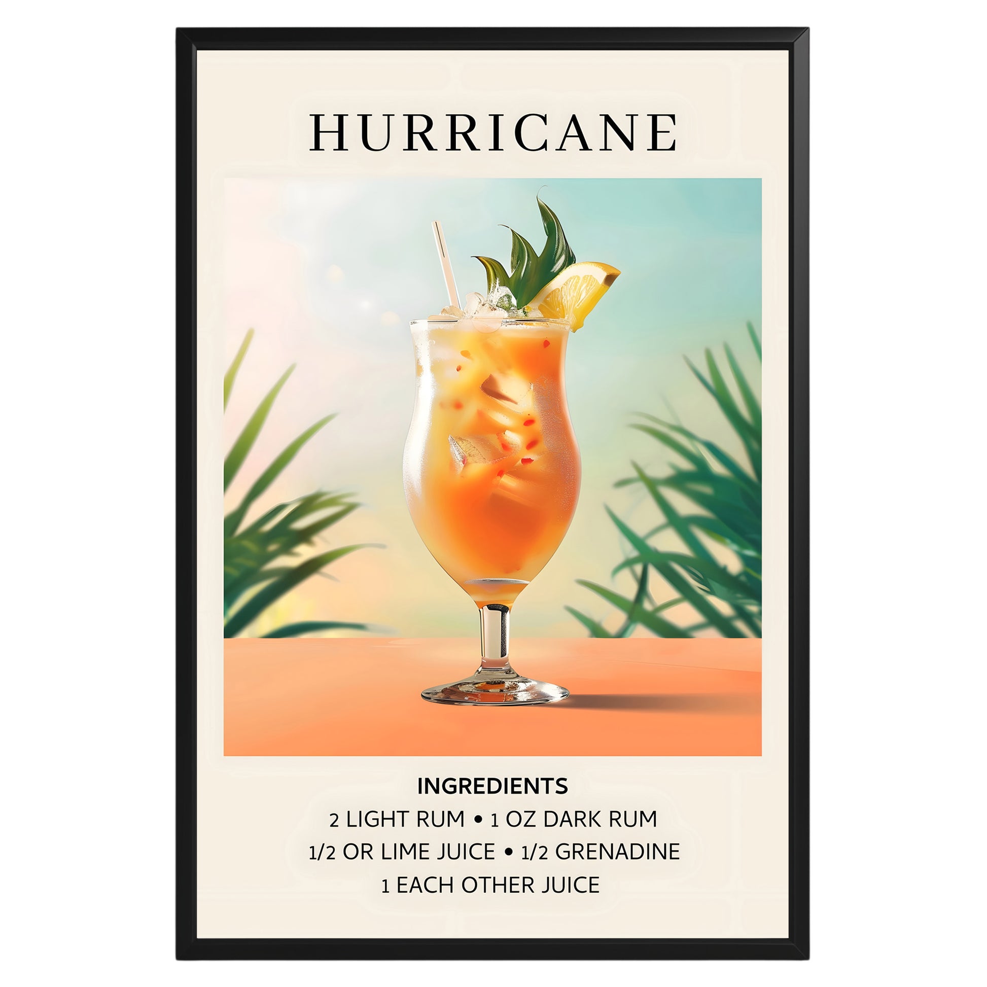 Hurricane Vintage Cocktail Poster - GroovyGrove