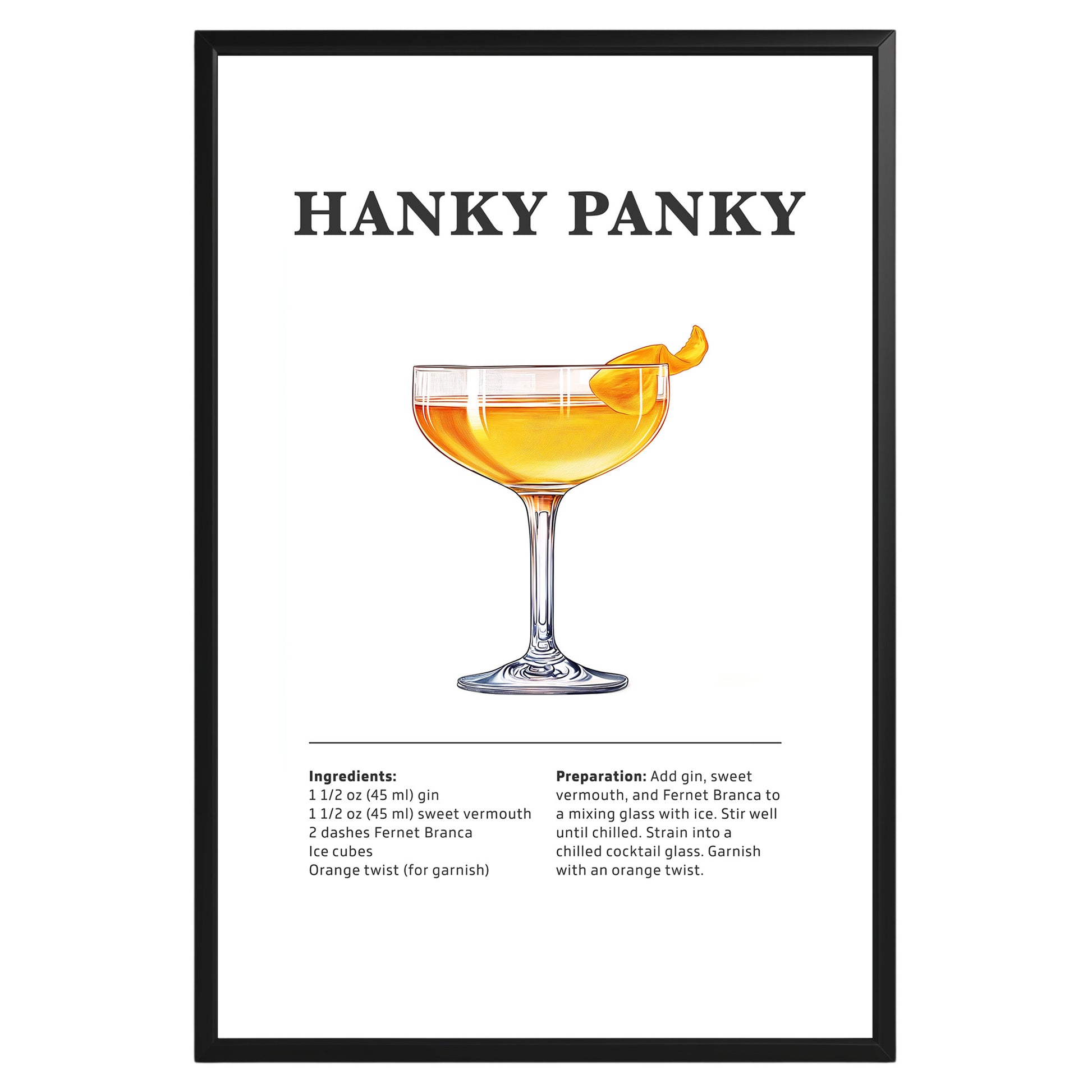 Hanky Panky Cocktail Recipe Poster - GroovyGrove