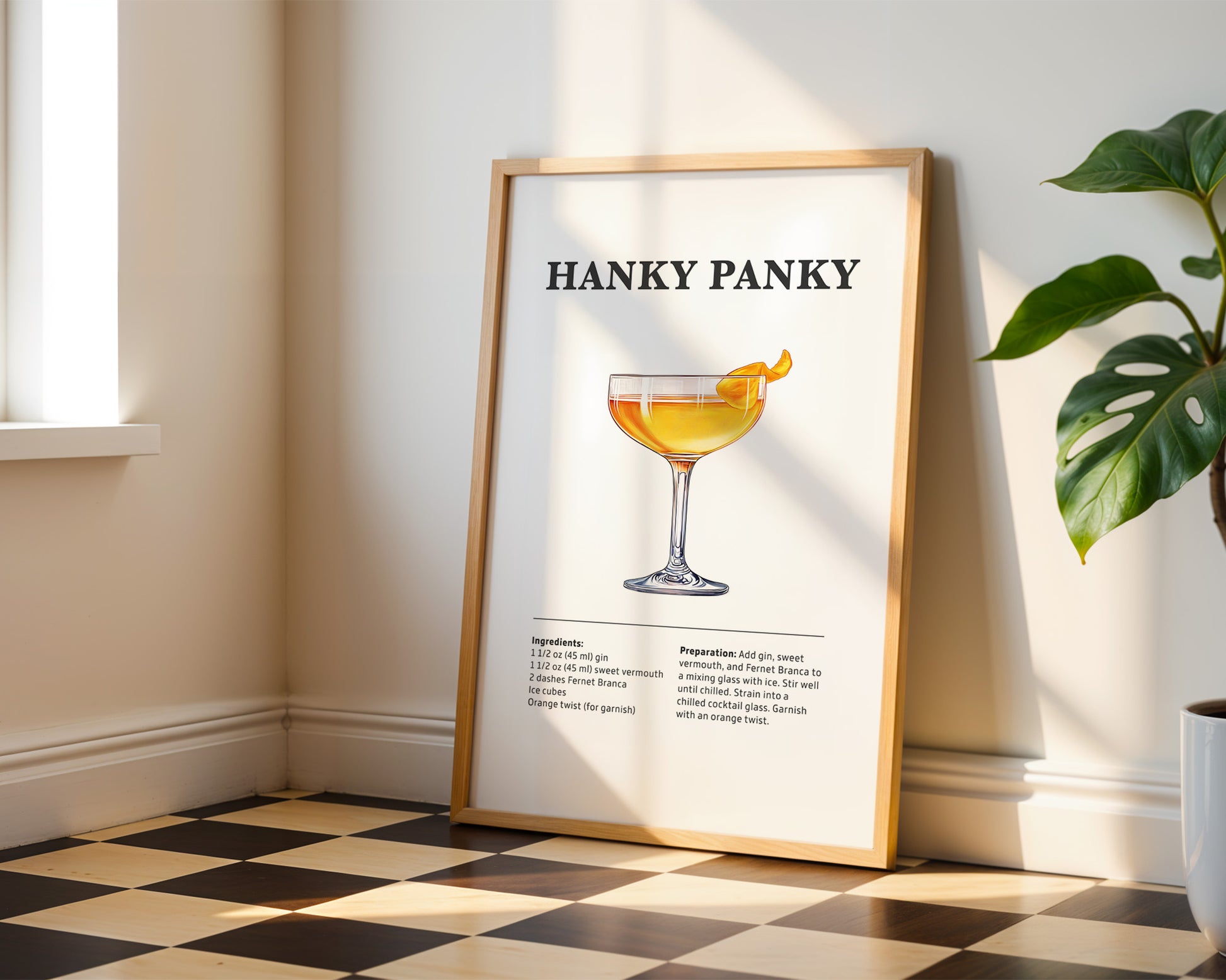 Hanky Panky Cocktail Recipe Poster - GroovyGrove