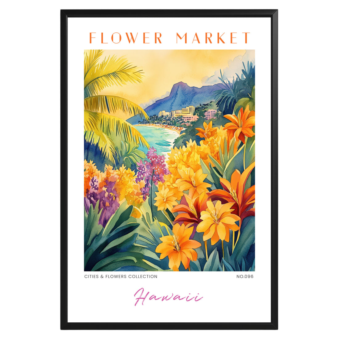 Hawaii Flower Market Poster - GroovyGrove