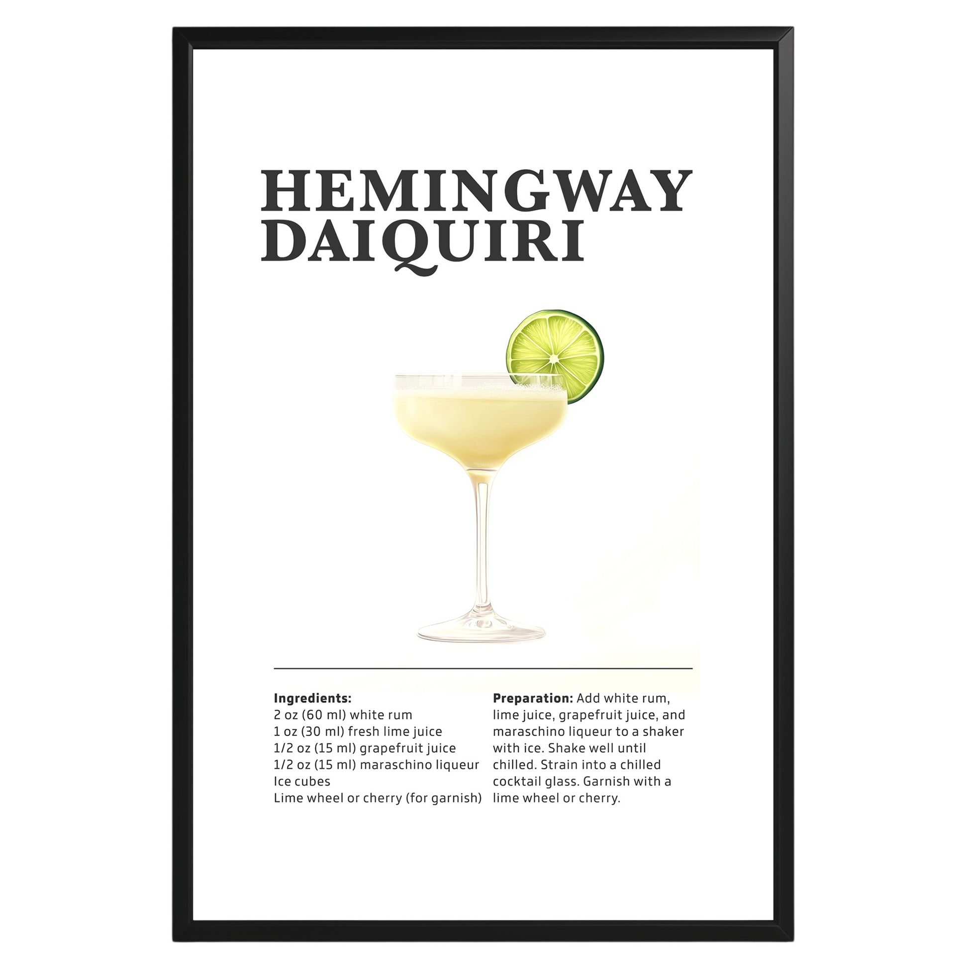 Hemingway Daiquiri Cocktail Recipe Poster - GroovyGrove